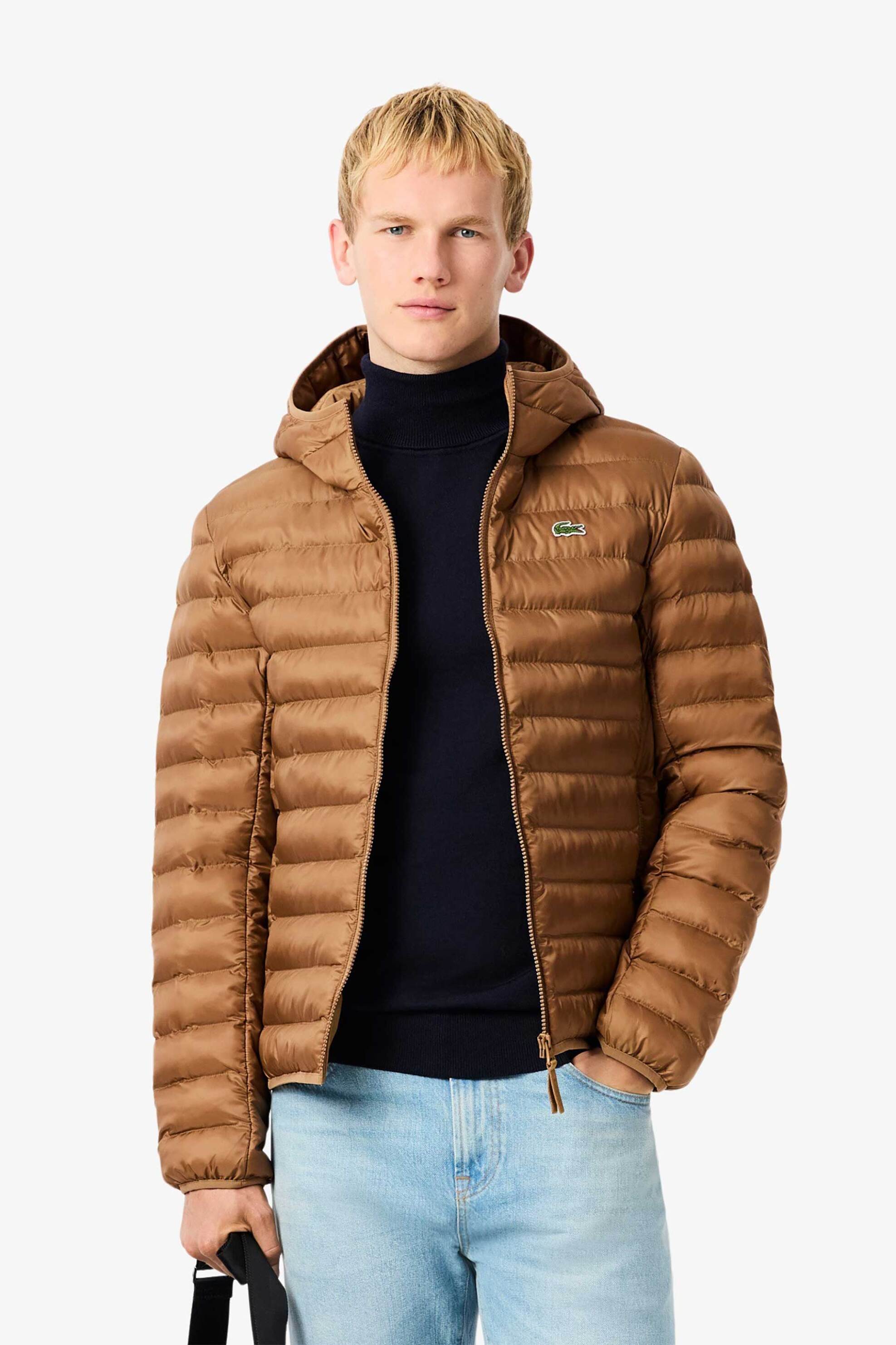 Lacoste ανδρικό αδιάβροχο μπουφάν με κουκούλα, καπιτονέ σχέδιο και κεντημένο λογότυπο - BH2909-00 Ταμπά