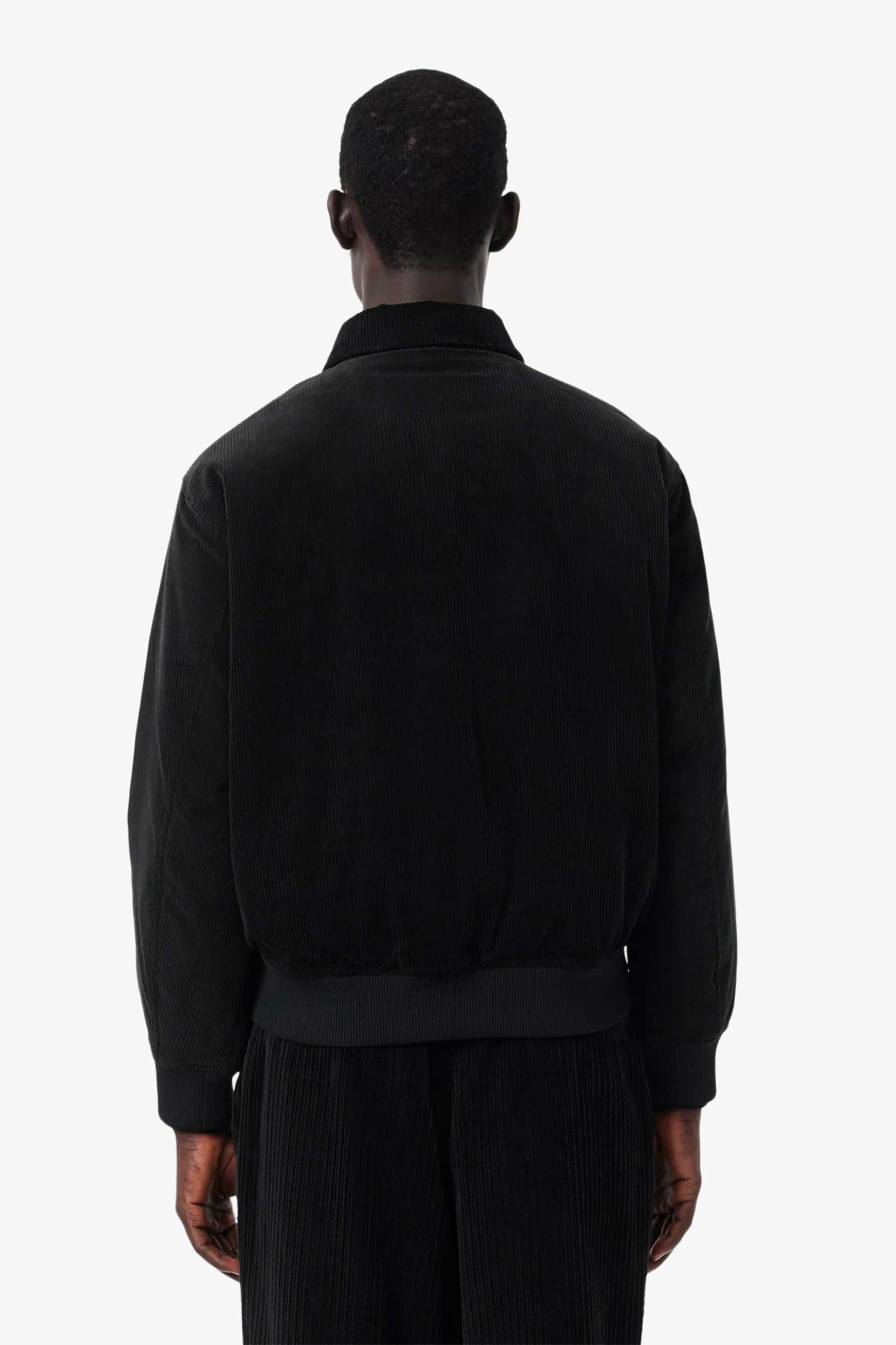 Lacoste Ανδρικό Κοτλέ Bomber Jacket με Κεντημένο Λογότυπο Regular Fit - Bh2994 Μαύρο