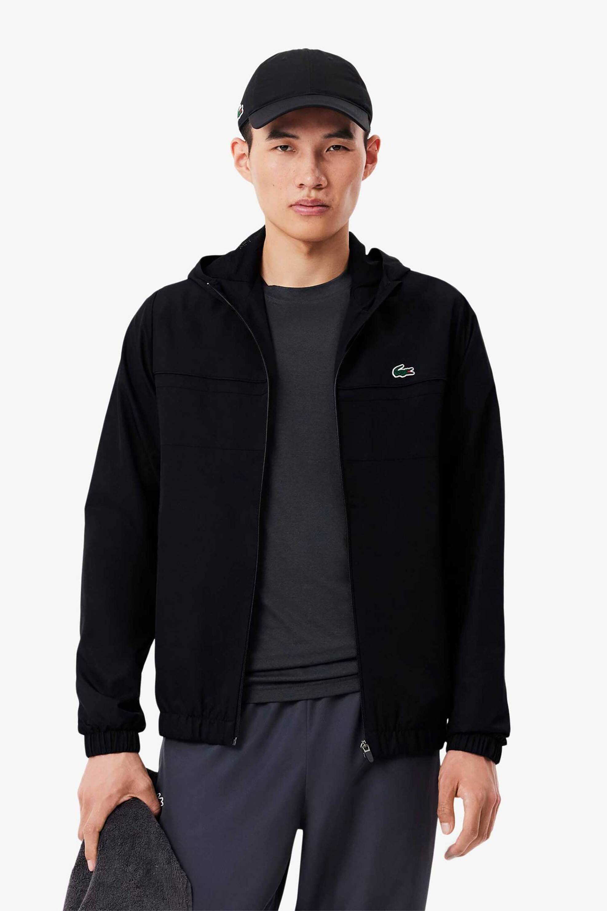 Lacoste ανδρικό αδιάβροχο jacket με κουκούλα και λογότυπο Regular Fit - BH3466 Μαύρο
