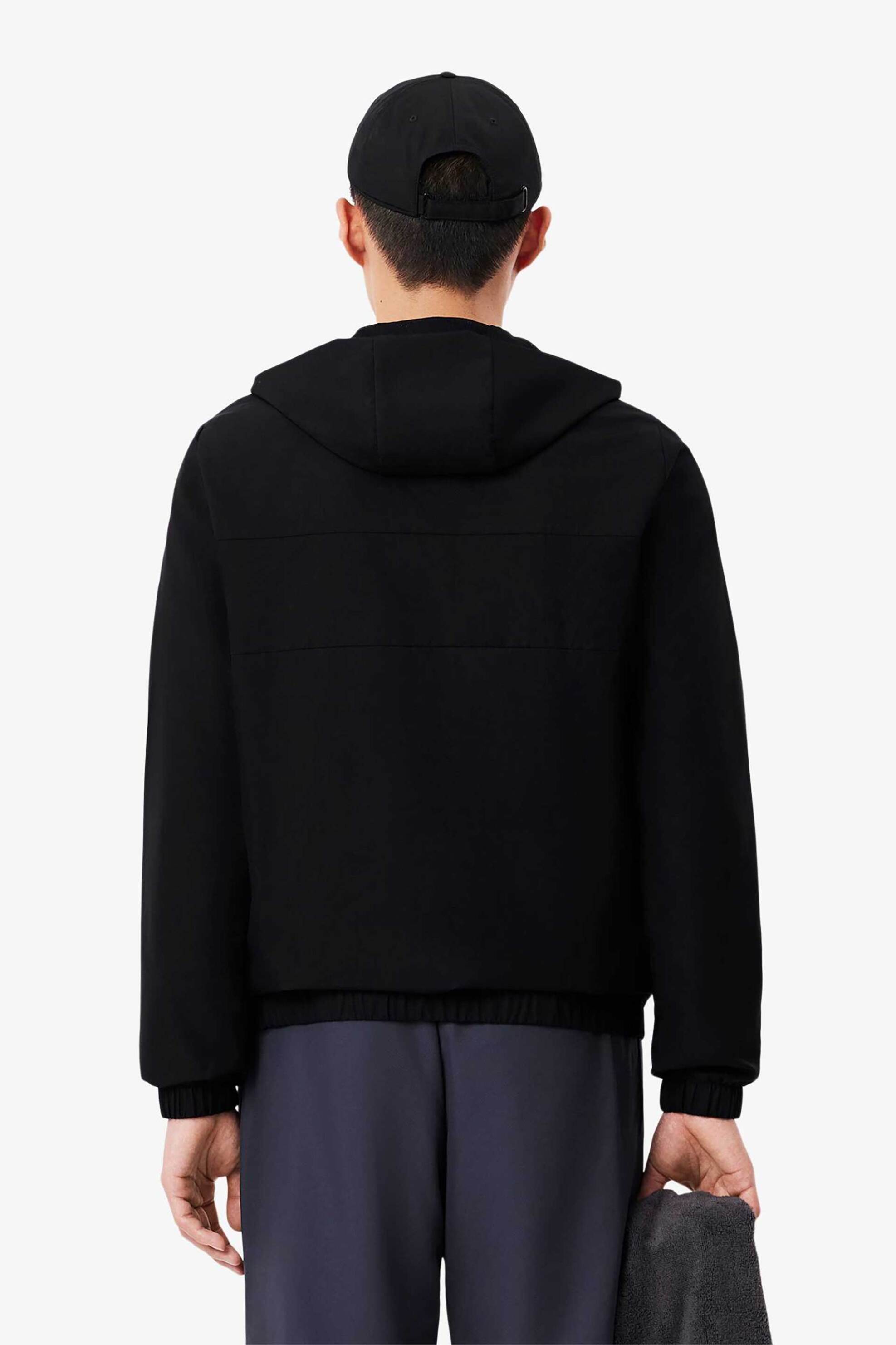Lacoste Ανδρικό Αδιάβροχο Jacket με Κουκούλα Και Λογότυπο Regular Fit - Bh3466 Μαύρο