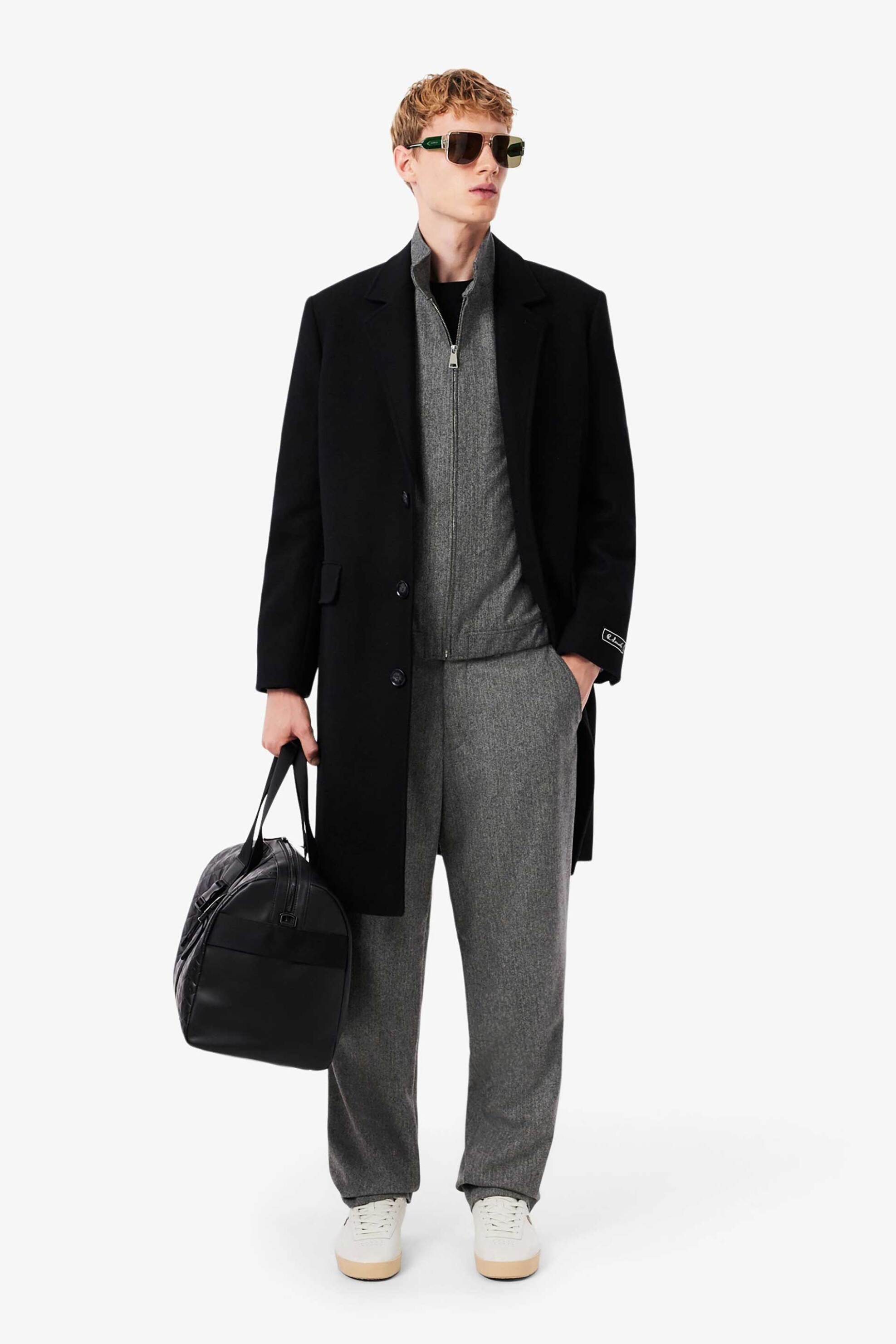 Lacoste ανδρικό μάλλινο jacket με σχέδιο ψαροκόκαλο και ψηλό λαιμό - BH5526-00 Γκρι φωτογραφία