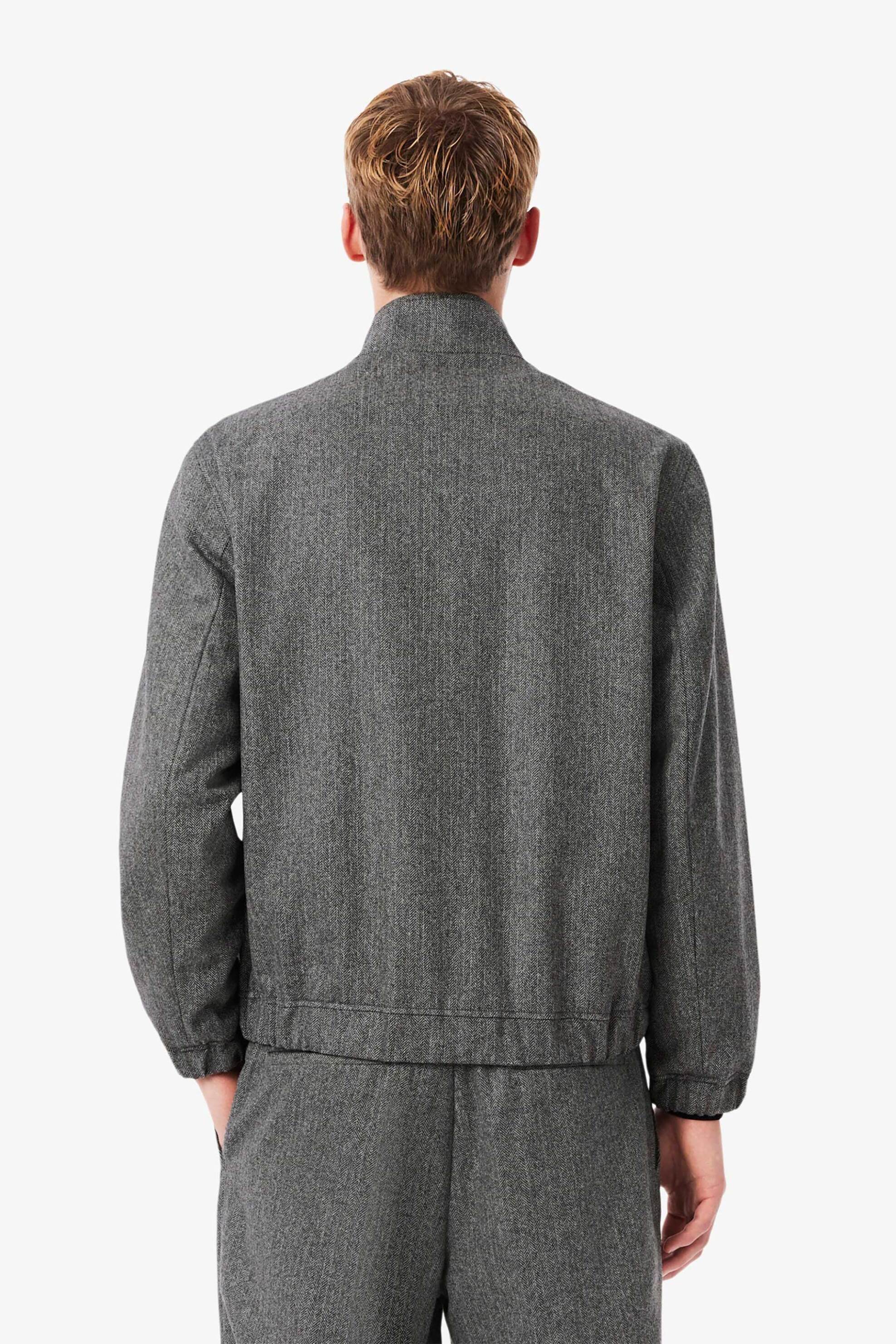 Lacoste ανδρικό μάλλινο jacket με σχέδιο ψαροκόκαλο και ψηλό λαιμό - BH5526-00 Γκρι φωτογραφία