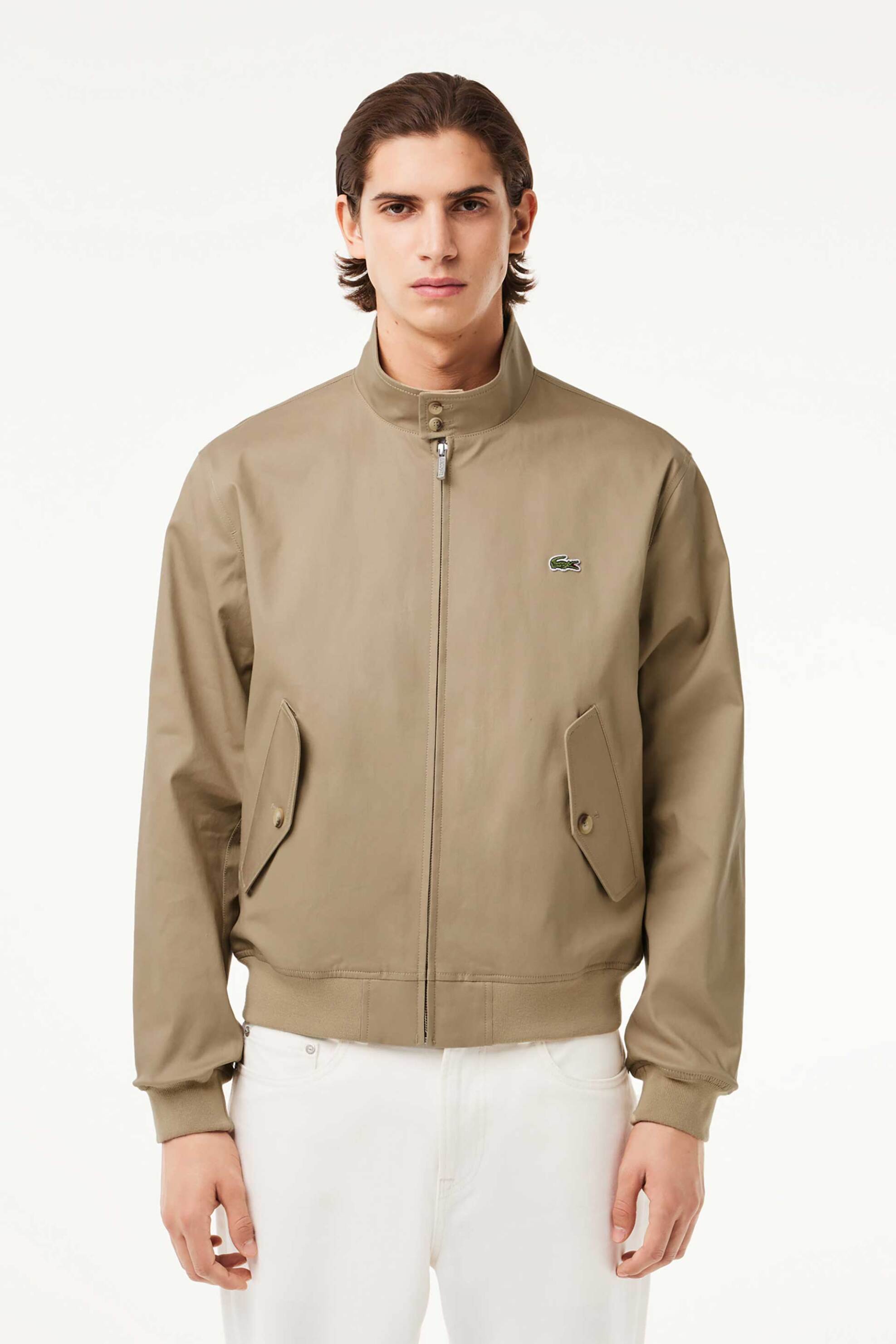 Lacoste ανδρικό βαμβακερό jacket μονόχρωμο με ανάγλυφη λεπτομέρεια μπροστά - BH7186 Μπεζ