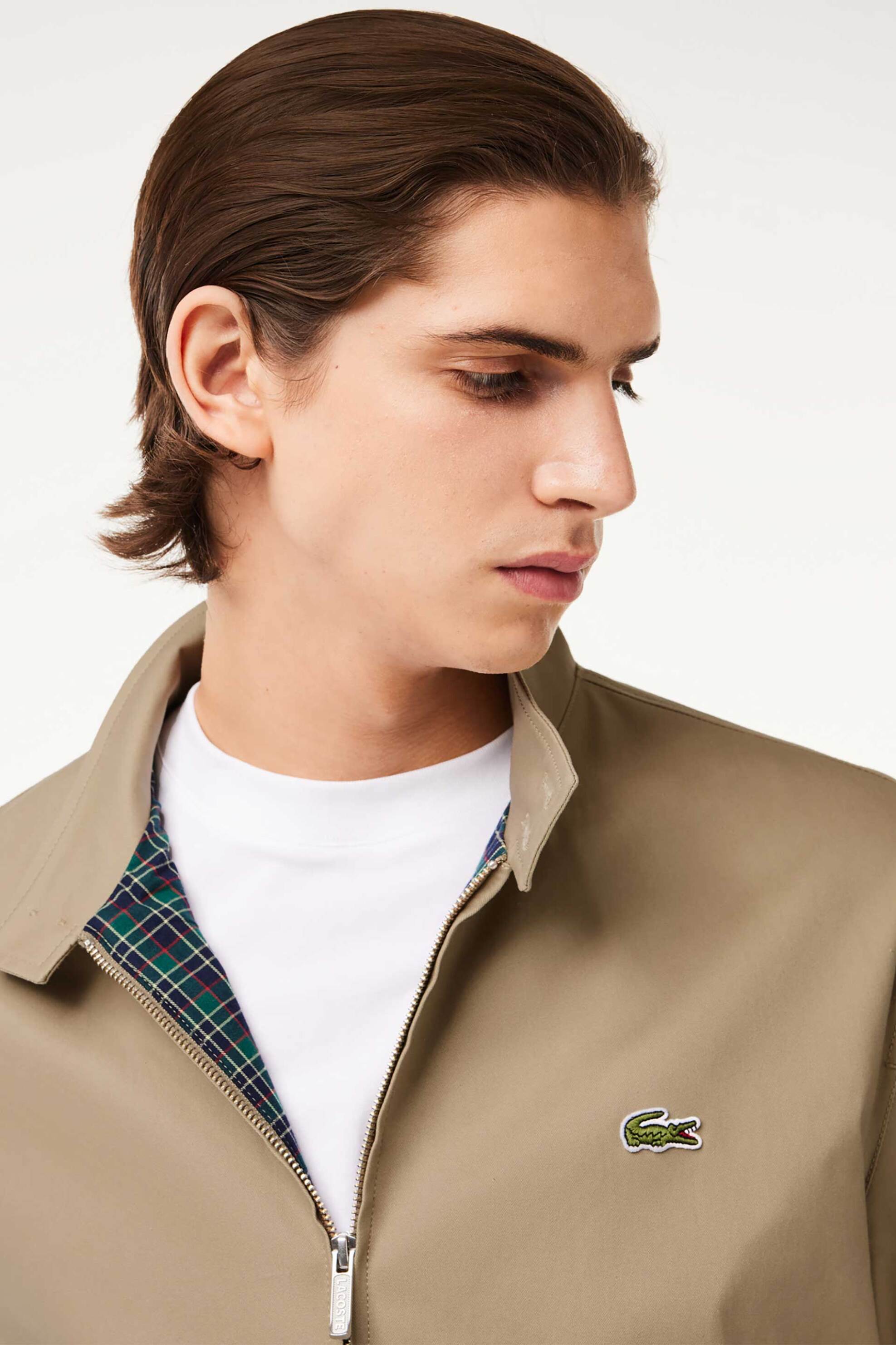 Lacoste ανδρικό βαμβακερό jacket μονόχρωμο με ανάγλυφη λεπτομέρεια μπροστά - BH7186 Μπεζ φωτογραφία
