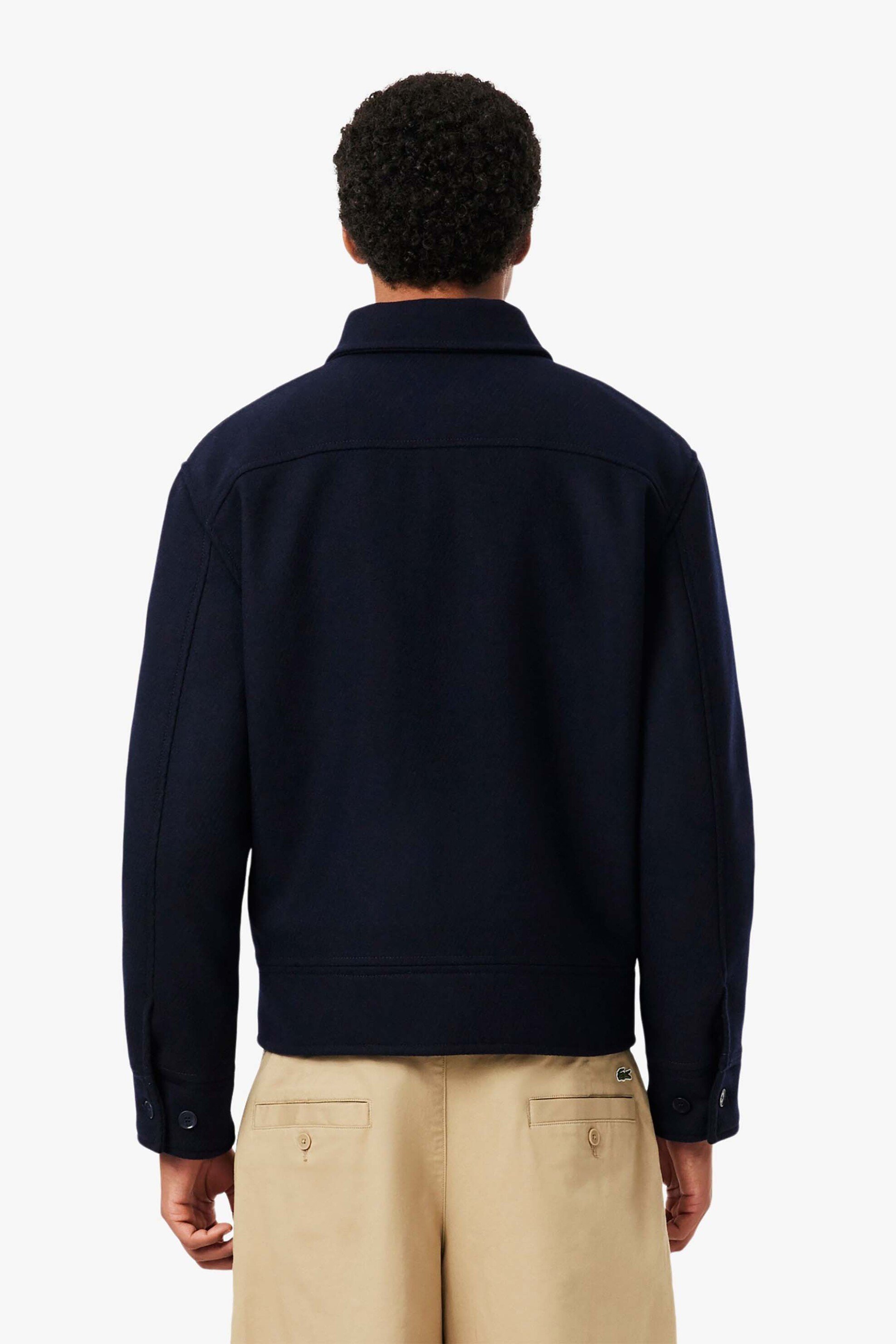 Lacoste Ανδρικό Μάλλινο Jacket με Ψηλό Λαιμό Και Κεντημένο Λογότυπο - Bh8696 Μπλε Σκούρο