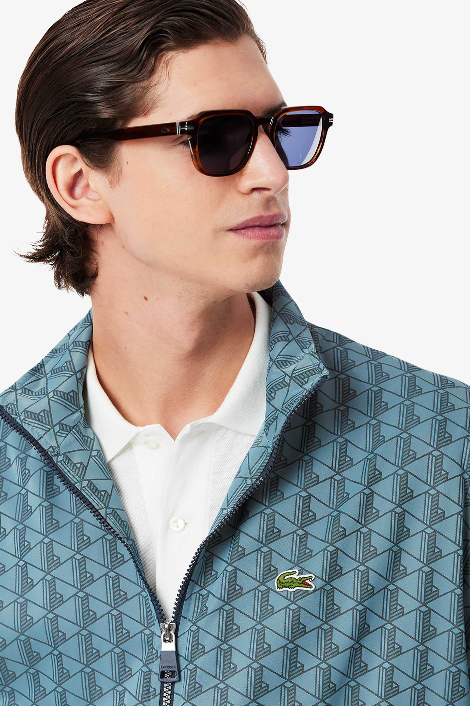 Lacoste ανδρικό jacket αδιάβροχο με all-over monogram print και κεντημένο λογότυπο - BH8902-00 Μπλε Ανοιχτό φωτογραφία