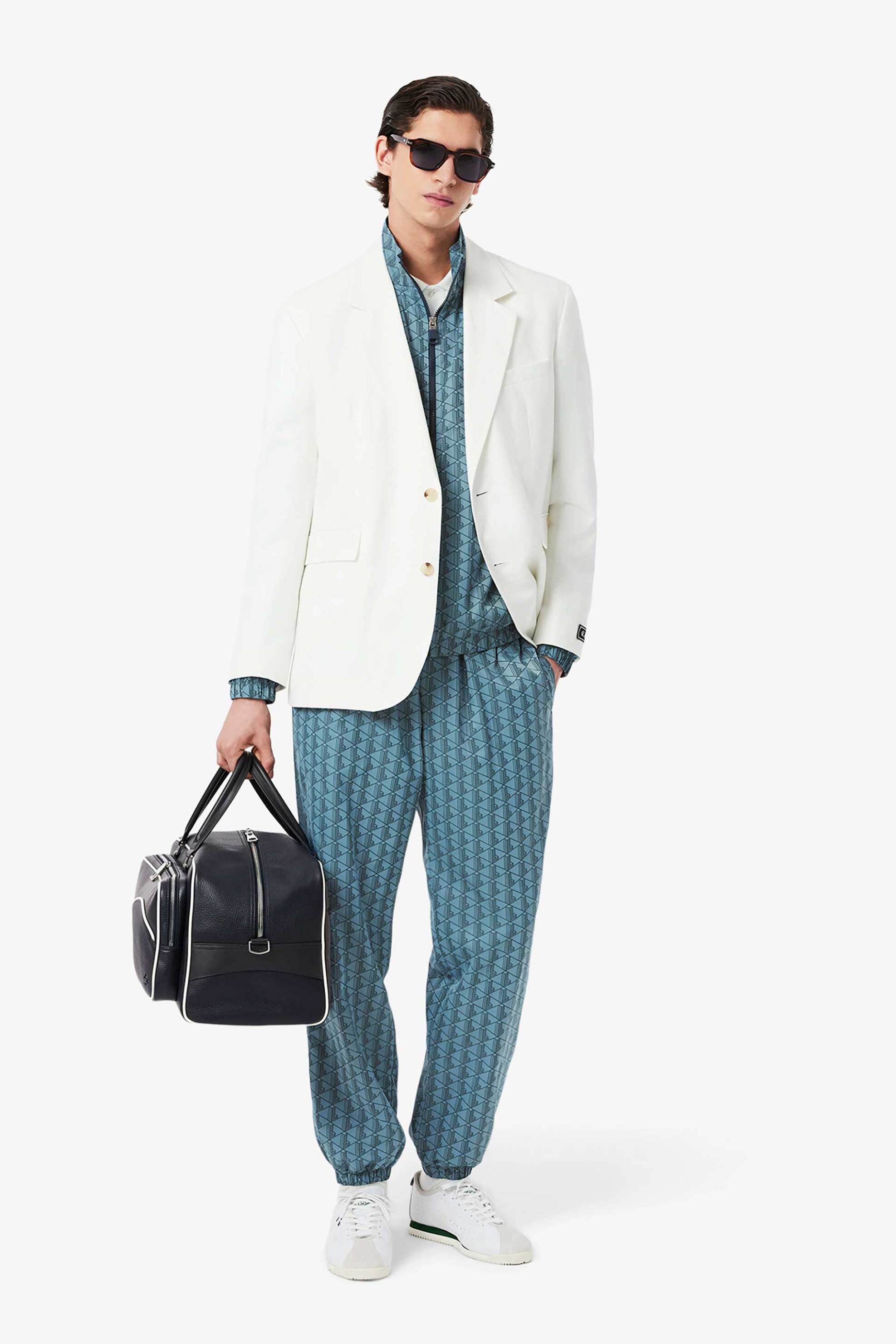 Lacoste ανδρικό jacket αδιάβροχο με all-over monogram print και κεντημένο λογότυπο - BH8902-00 Μπλε Ανοιχτό φωτογραφία