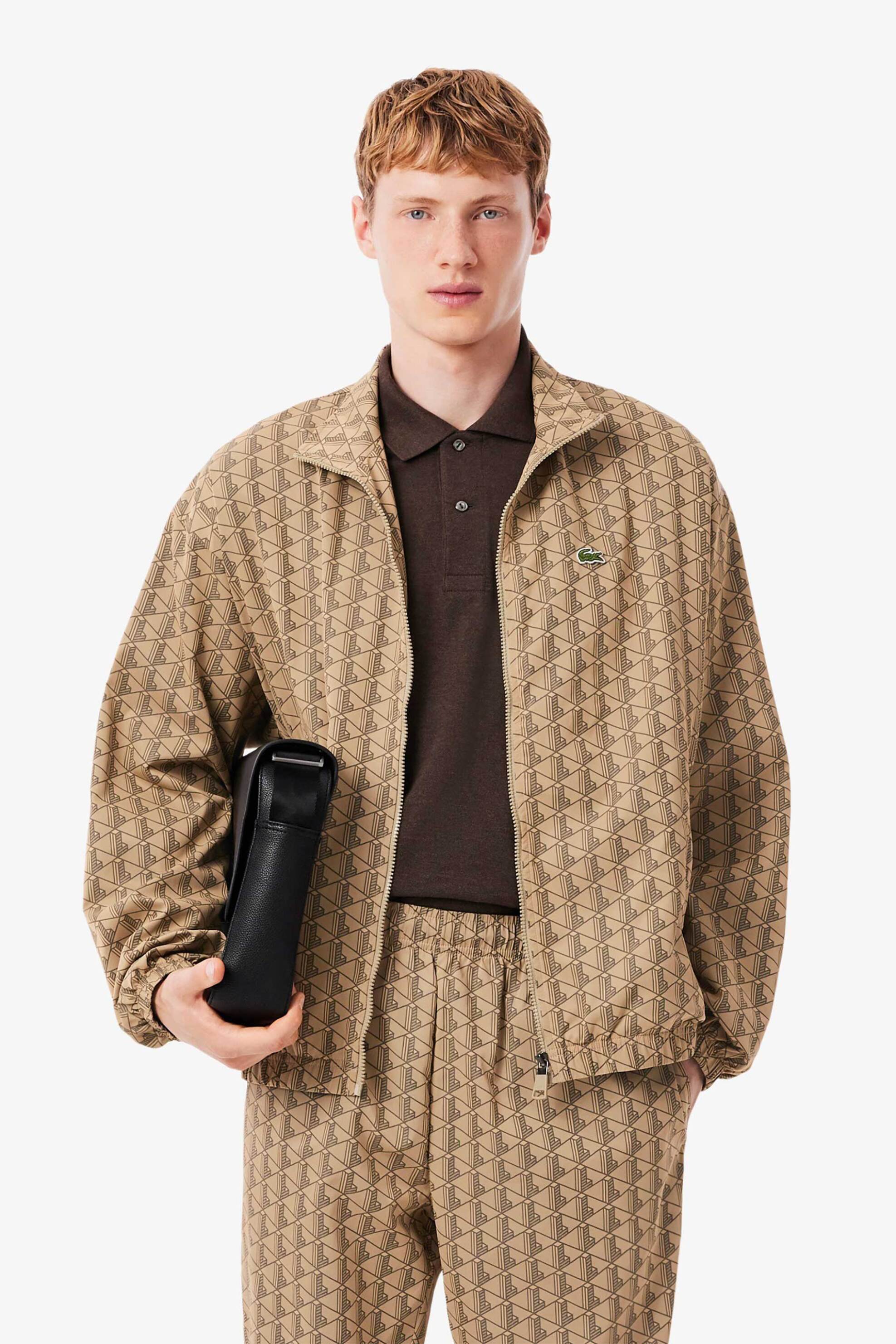 Lacoste ανδρικό jacket αδιάβροχο με all-over monogram print και κεντημένο λογότυπο - BH8902-00 Μπεζ