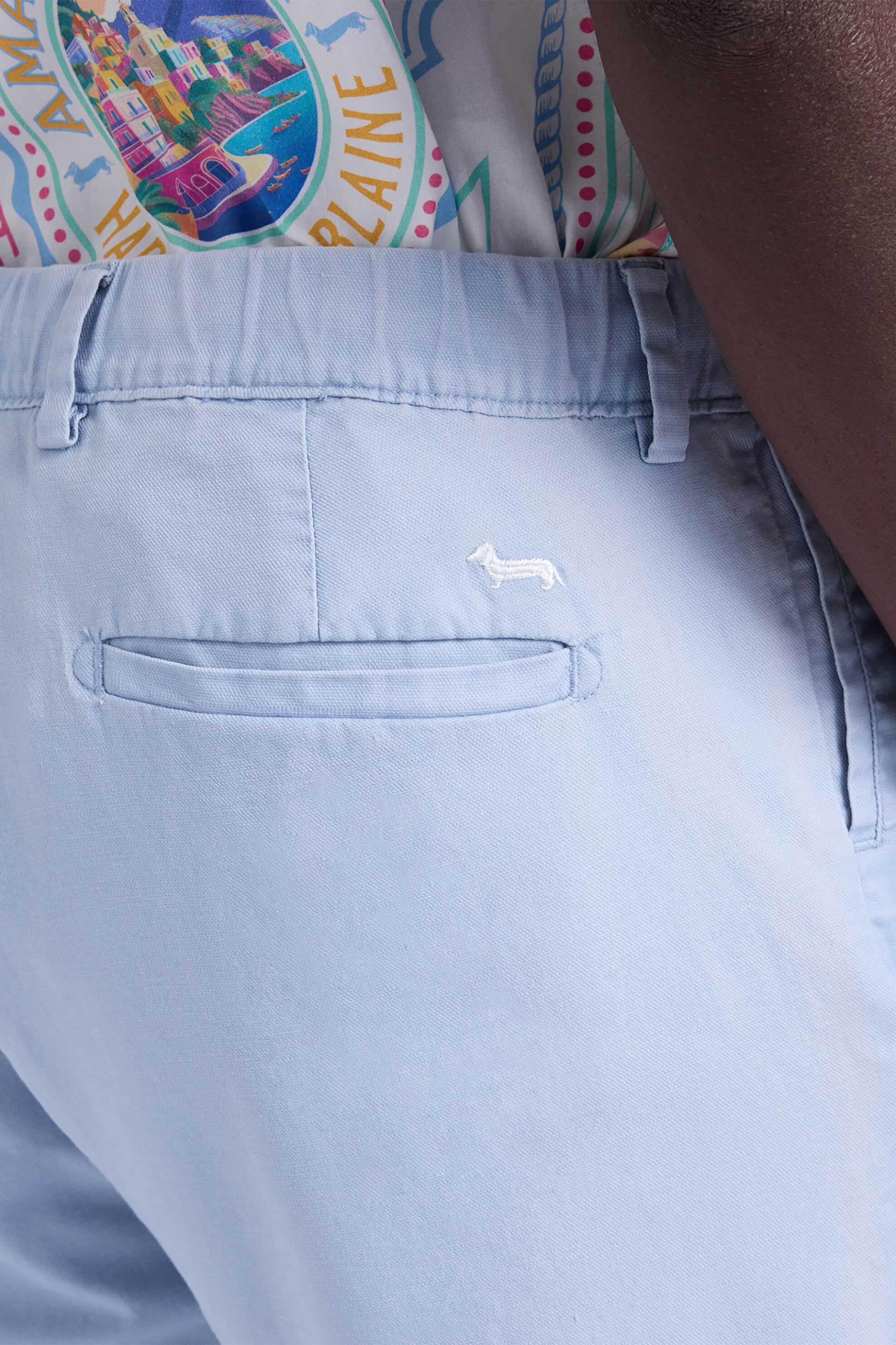 Harmont Blaine Ανδρική Βερμούδα με Λογότυπο Relaxed Fit - Bjq037053561 Μπλε Ανοιχτό