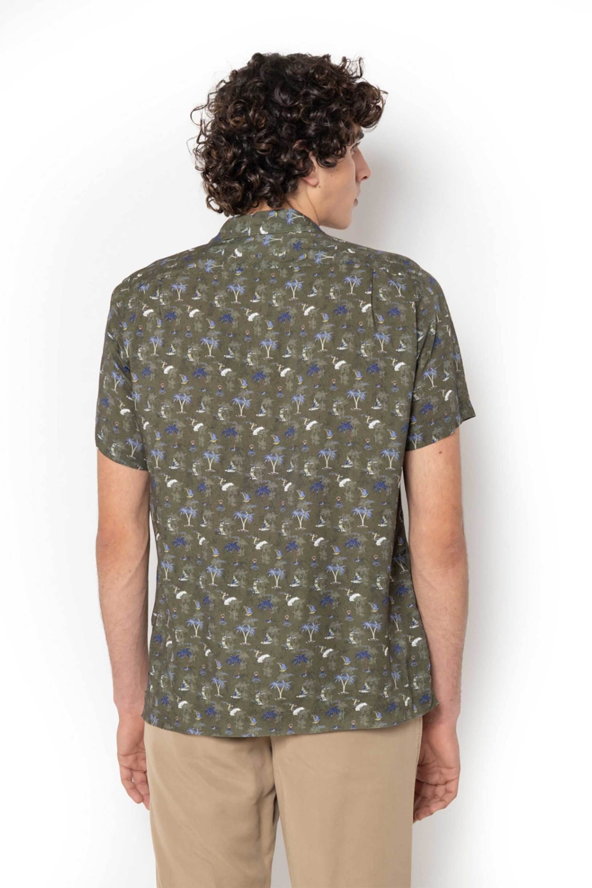 The Bostonians Ανδρικό Κοντομάνικο Πουκάμισο με All-Over Print Custom Fit Charles - Blp2465 Χακί