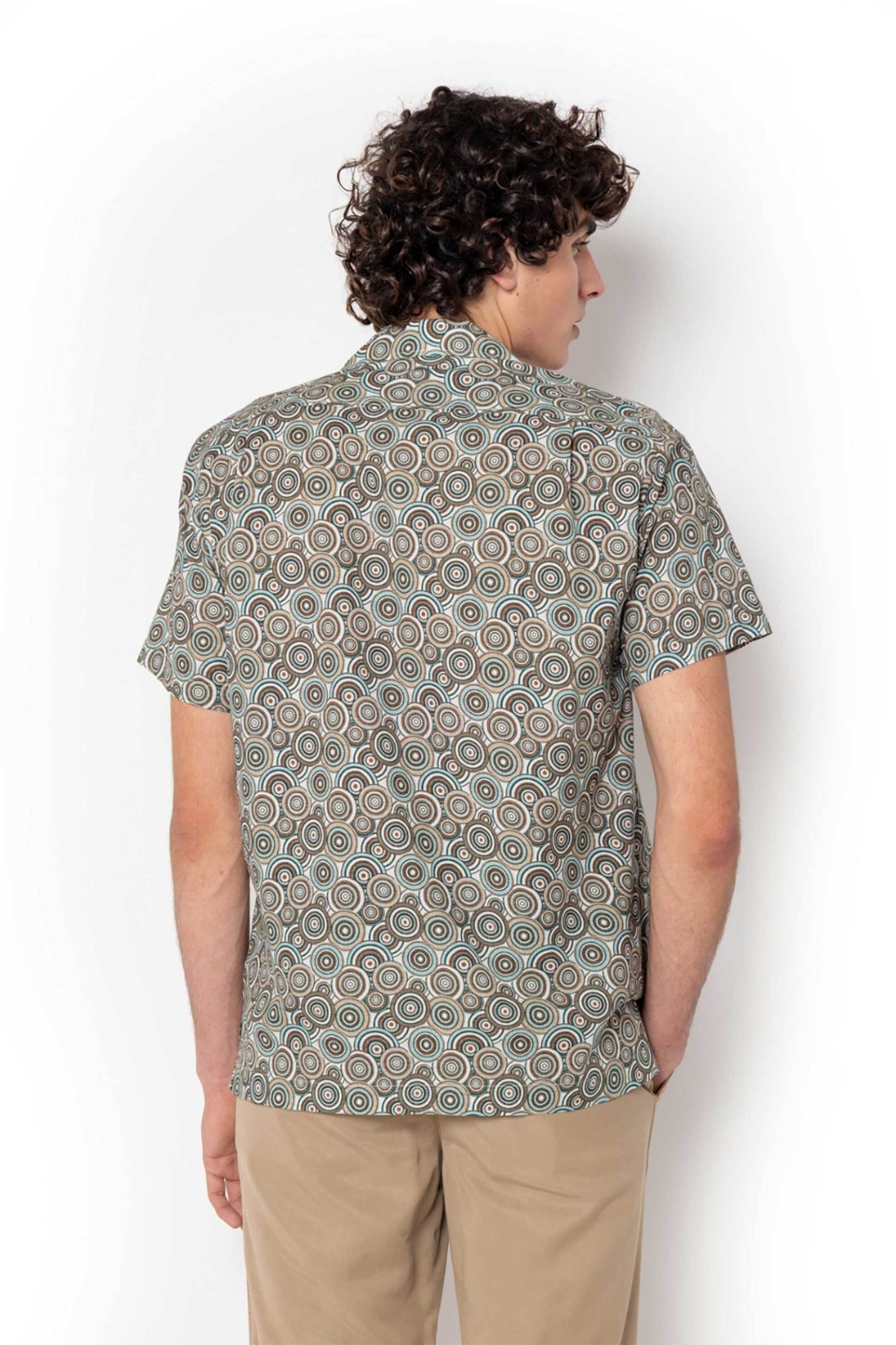 The Bostonians Ανδρικό Κοντομάνικο Πουκάμισο με All-Over Print Custom Fit Charles - Blp2467 Λαδί
