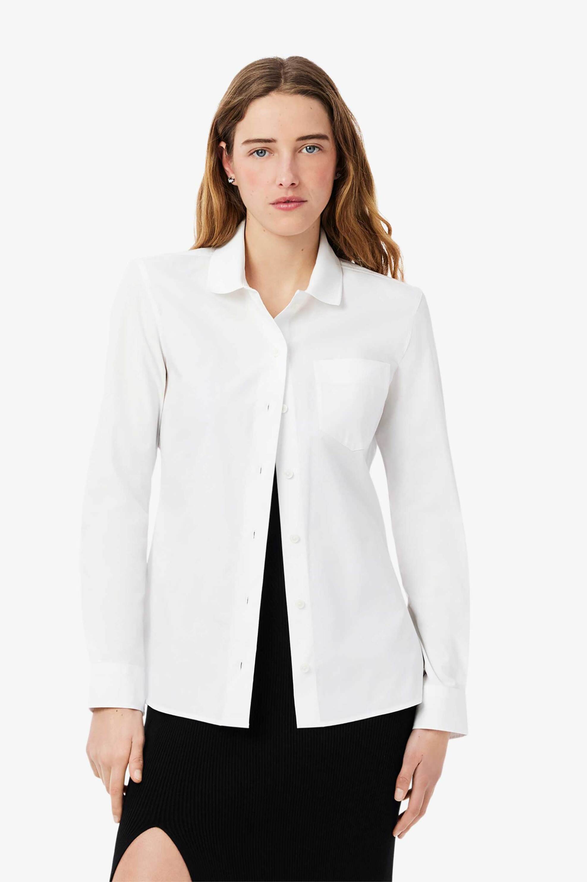 LACOSTE Lacoste γυναικείο πουκάμισο stretch poplin με τσέπη και λογότυπο Slim Fit - CF0207-00 Λευκό