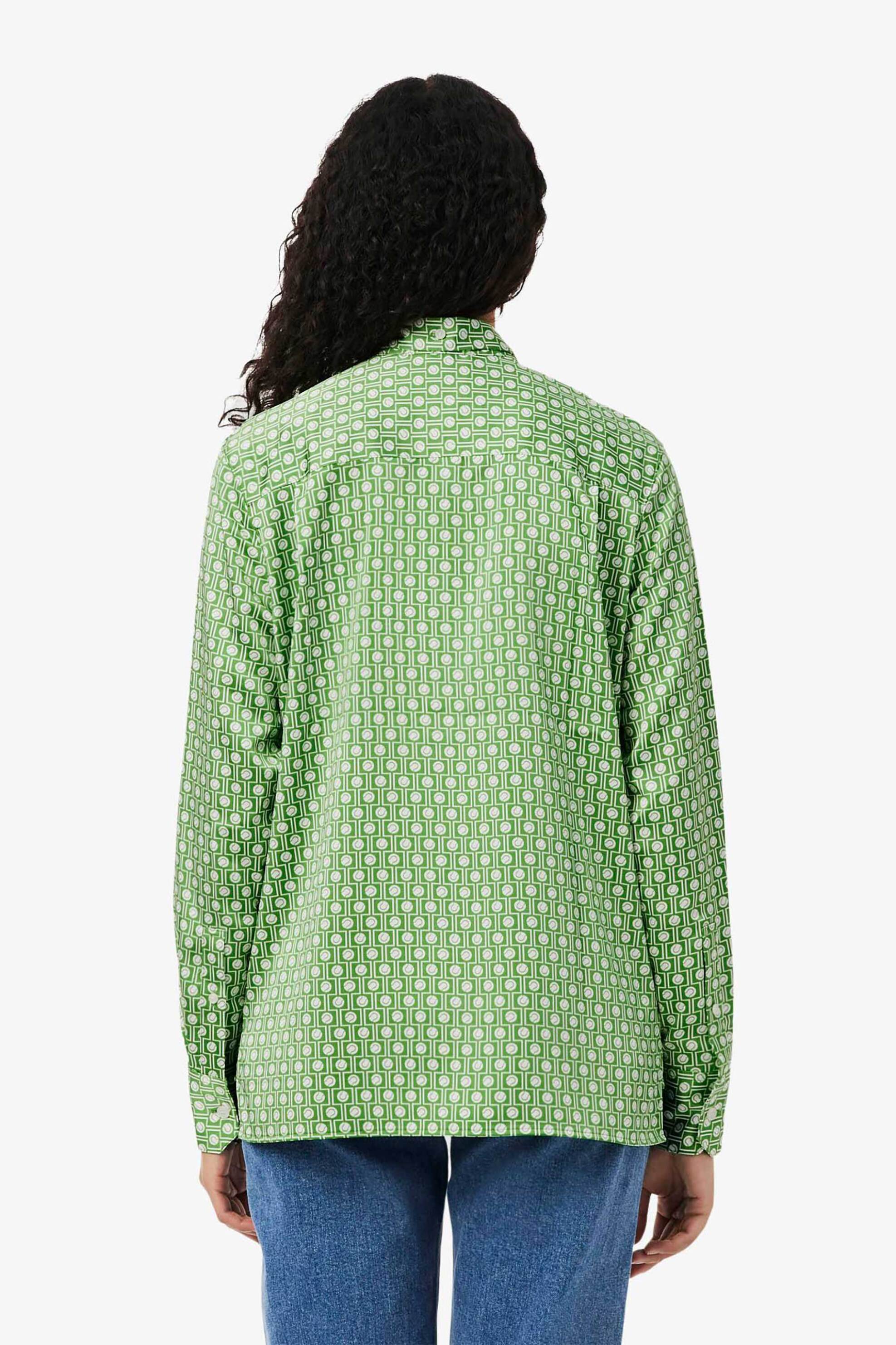 Lacoste Γυναικείο Πουκάμισο Σατέν με All-Over Tennis Ball Print Και Λογότυπο Regular Fit - Cf2626 Πράσινο Ανοιχτό