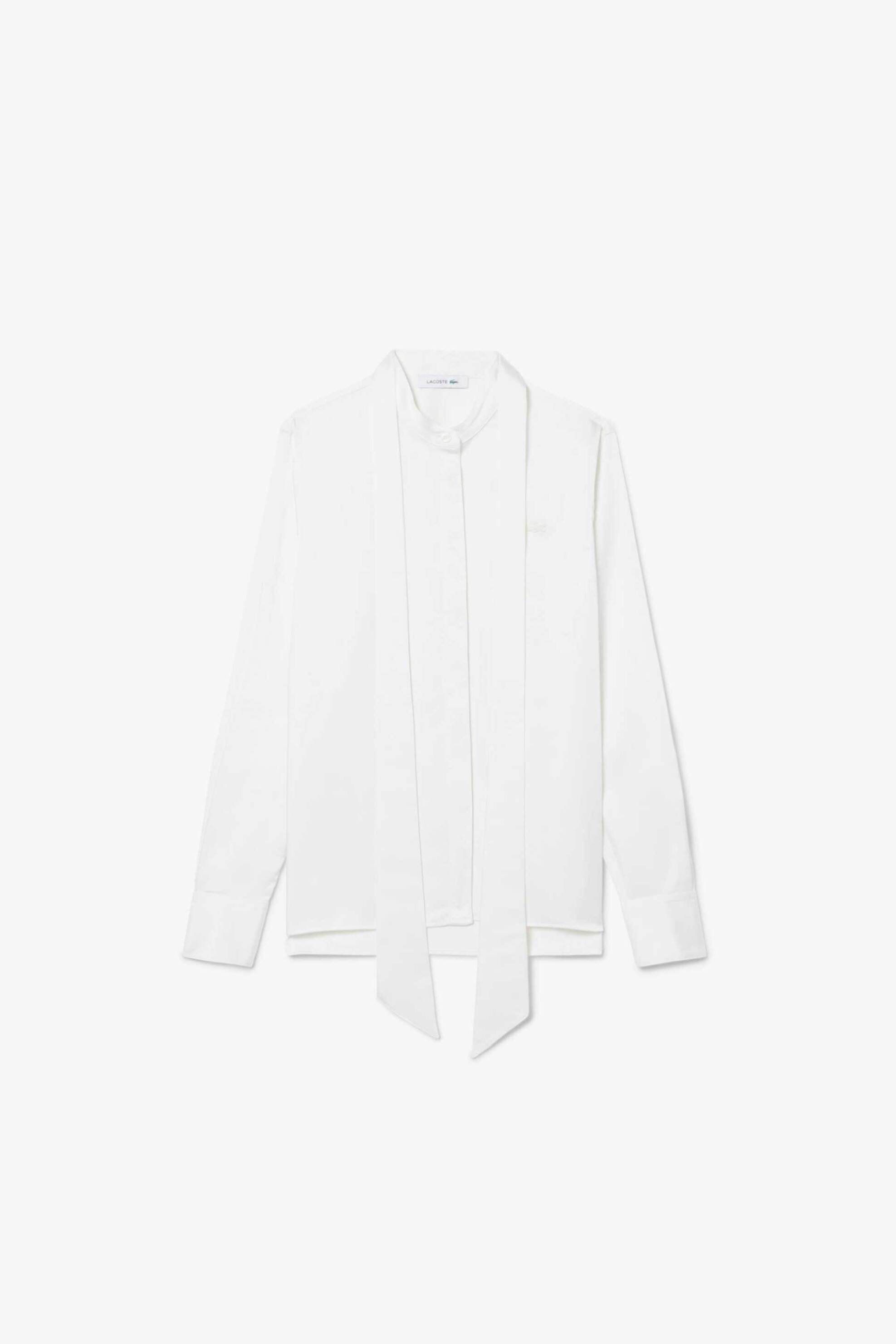 Lacoste γυναικείο πουκάμισο σατέν με all-over tennis ball print και λογότυπο Regular Fit - CF2626 Λευκό