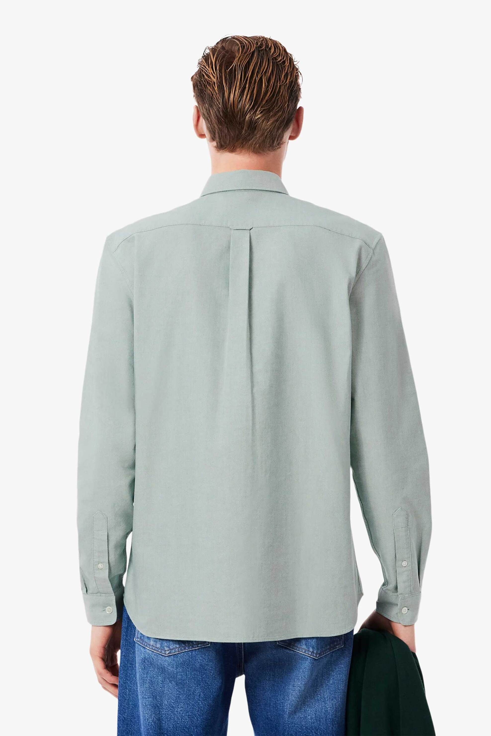 Lacoste Ανδρικό Πουκάμισο Oxford Button Down με Τσέπη Και Κεντημένο Λογότυπο Regular Fit - Ch1911 Πράσινο