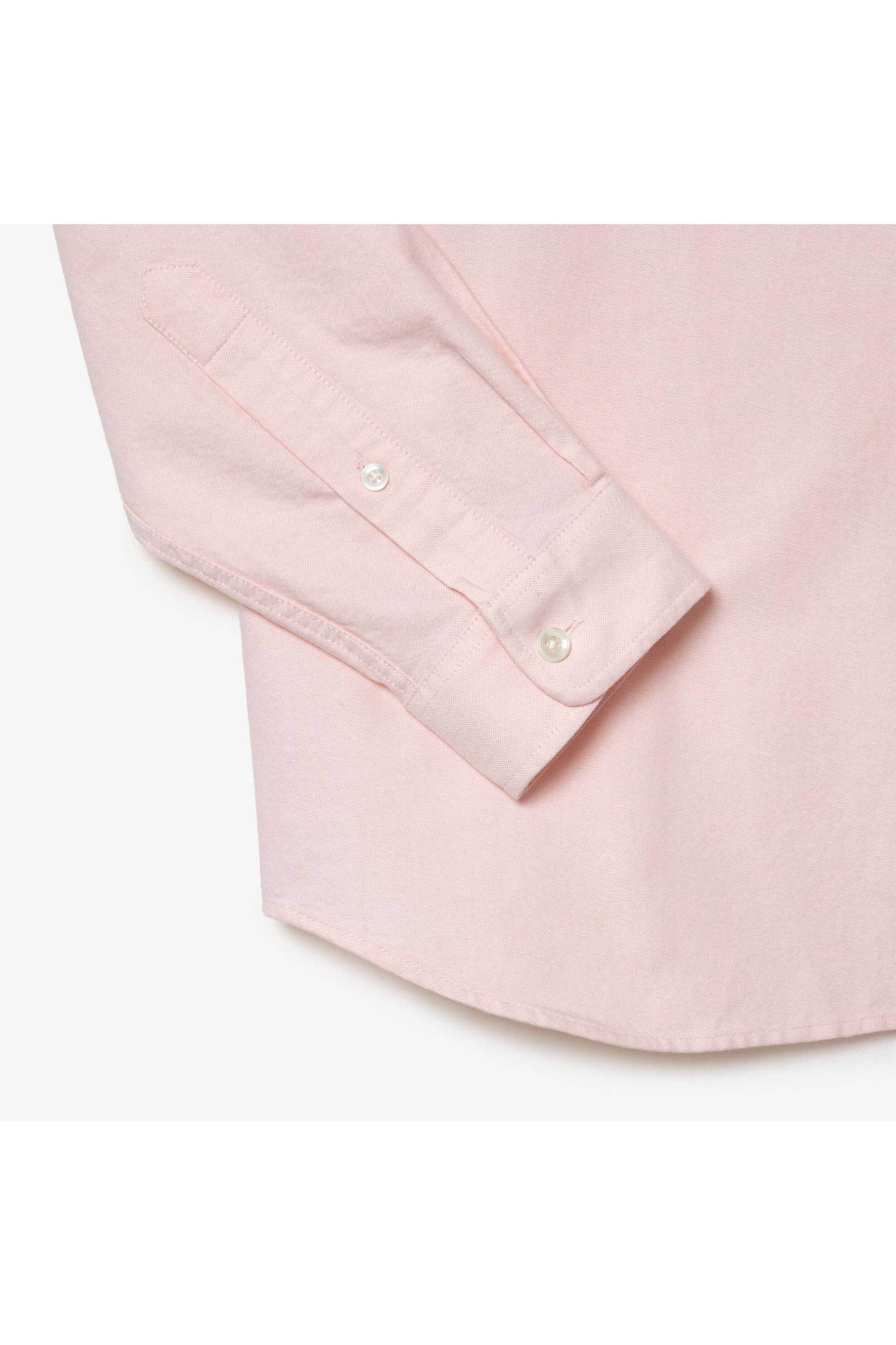 Lacoste Ανδρικό Πουκάμισο Oxford Button Down με Τσέπη Και Κεντημένο Λογότυπο Regular Fit - Ch1911 Ροζ