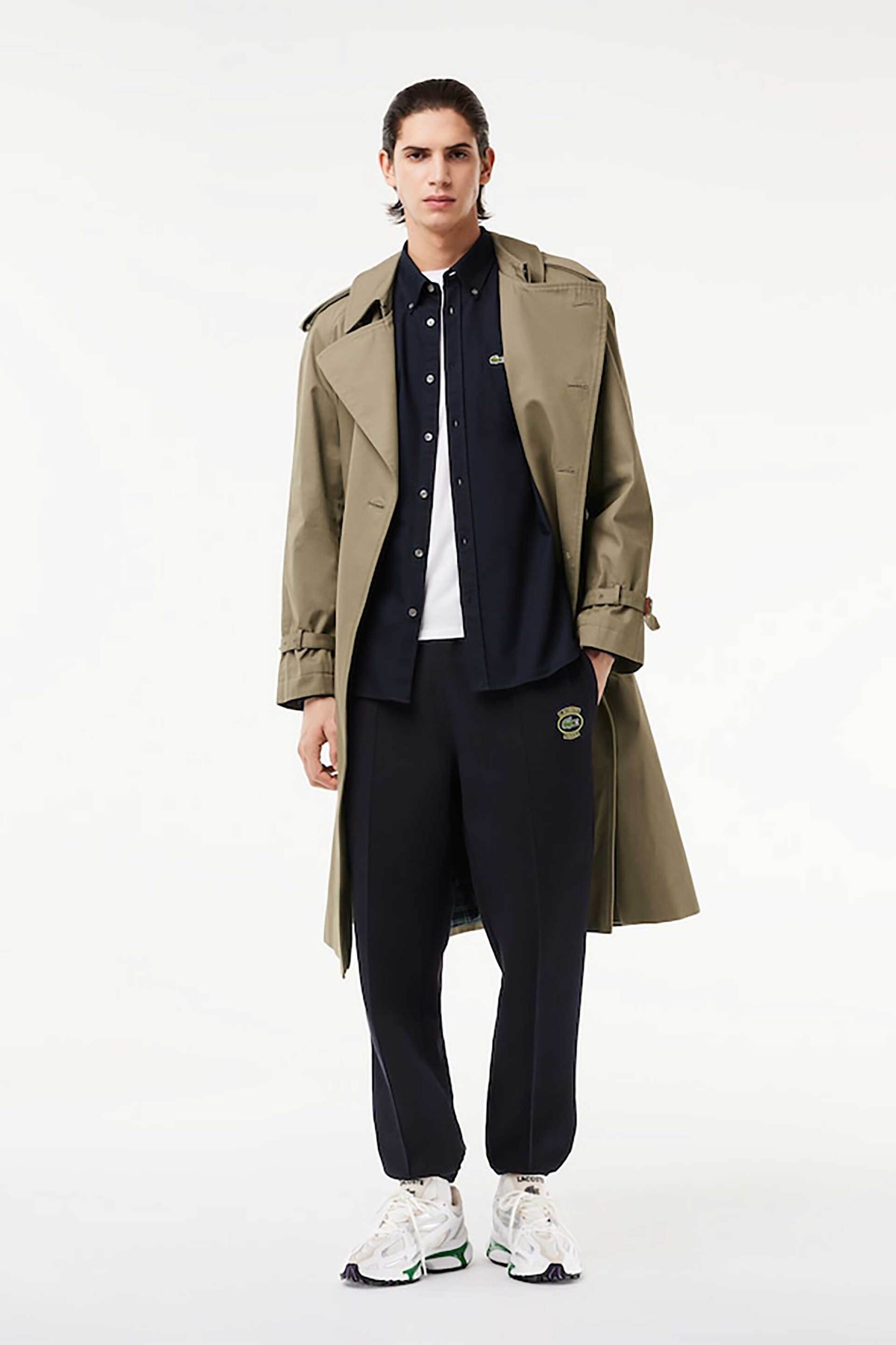 Lacoste ανδρικό πουκάμισο oxford button down με τσέπη και κεντημένο λογότυπο Regular Fit - CH1911 Μπλε Σκούρο φωτογραφία