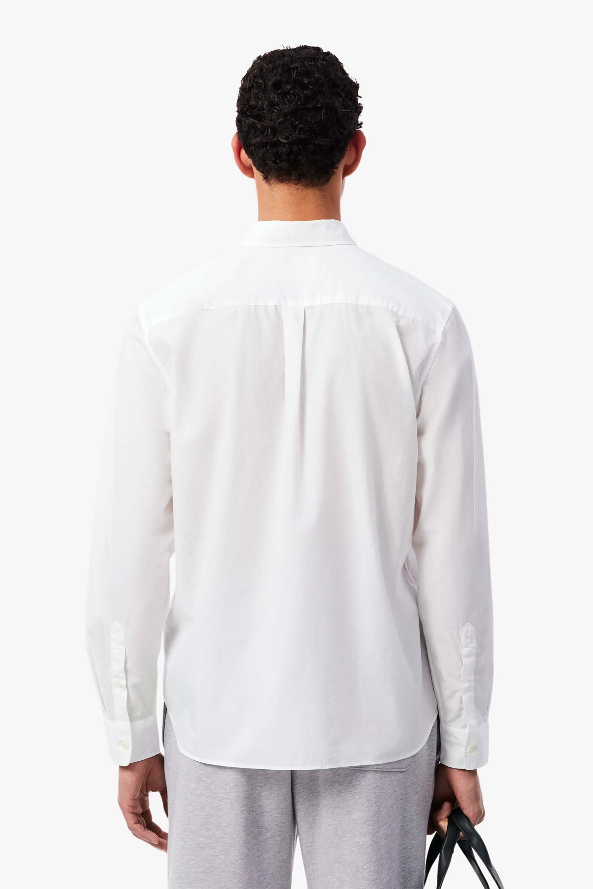 Lacoste Ανδρικό Πουκάμισο Poplin Button Down με Κεντημένο Λογότυπο Regular Fit - Ch2316 Λευκό