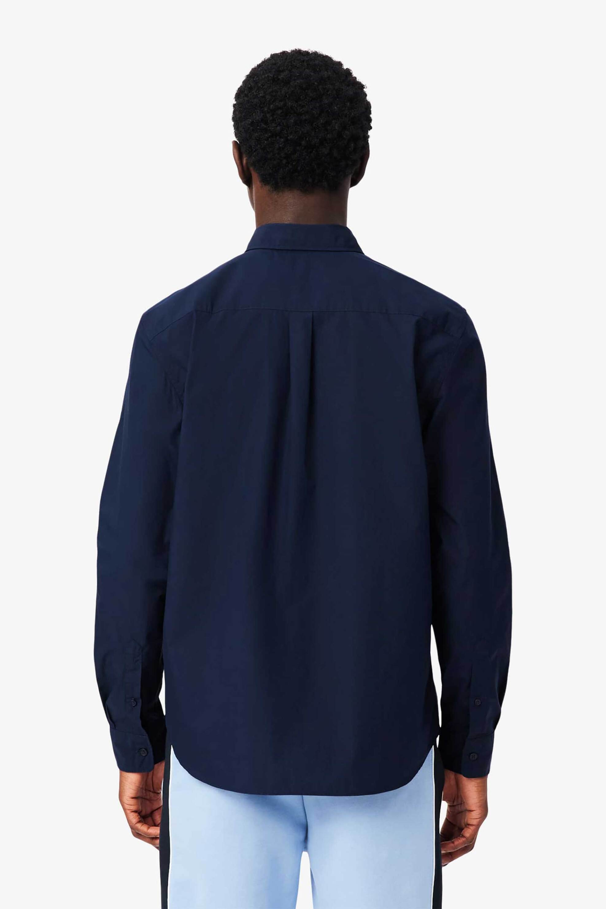 Lacoste Ανδρικό Πουκάμισο Poplin Button Down με Κεντημένο Λογότυπο Regular Fit - Ch2316 Μπλε Σκούρο
