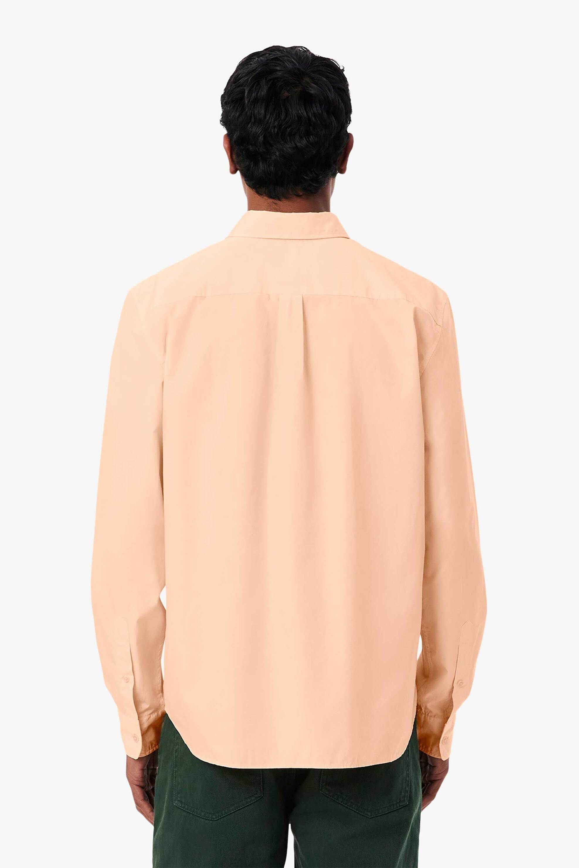 Lacoste Ανδρικό Πουκάμισο Poplin Button Down με Κεντημένο Λογότυπο Regular Fit - Ch2316 Σομόν