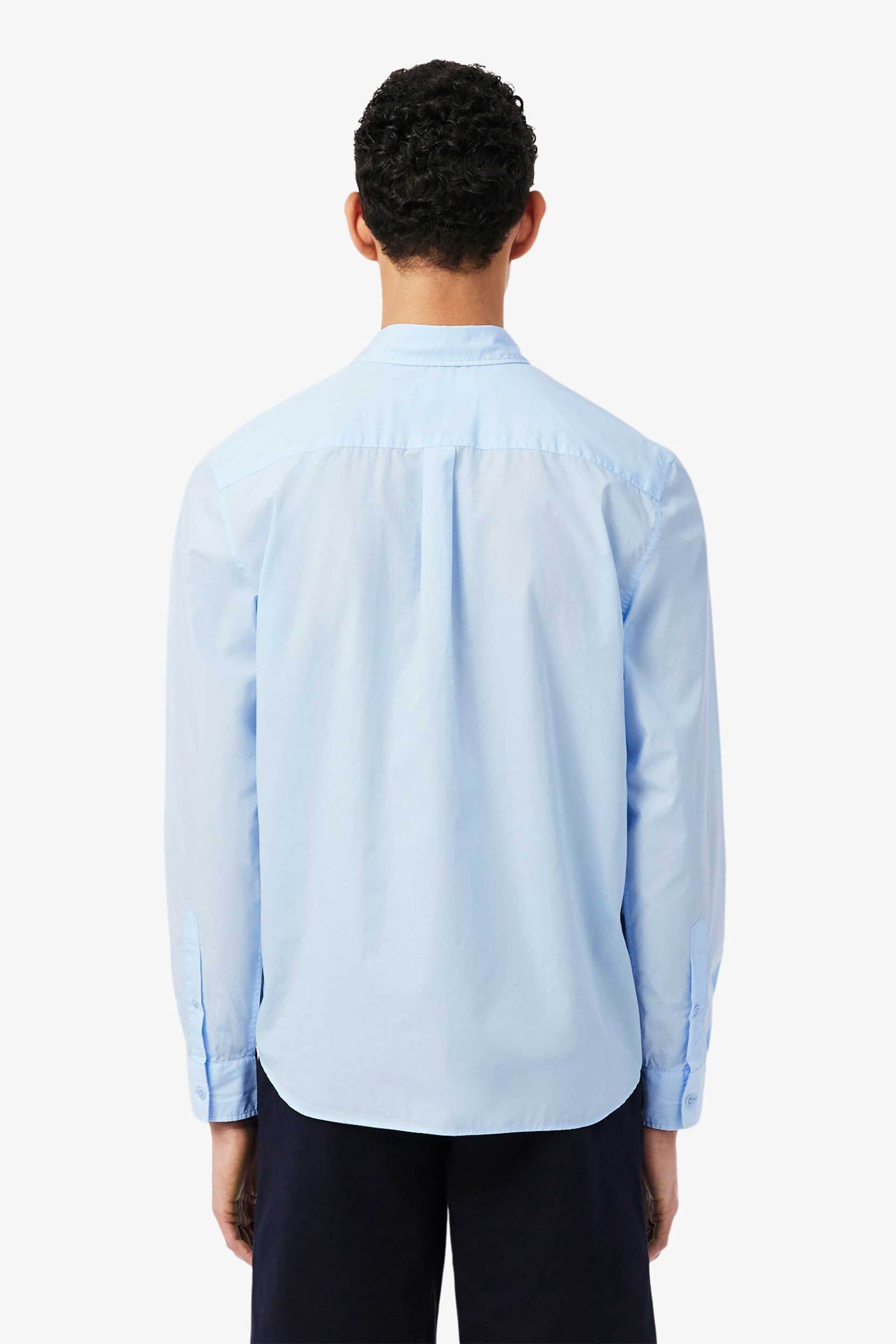 Lacoste Ανδρικό Πουκάμισο Poplin Button Down με Κεντημένο Λογότυπο Regular Fit - Ch2316 Σιελ