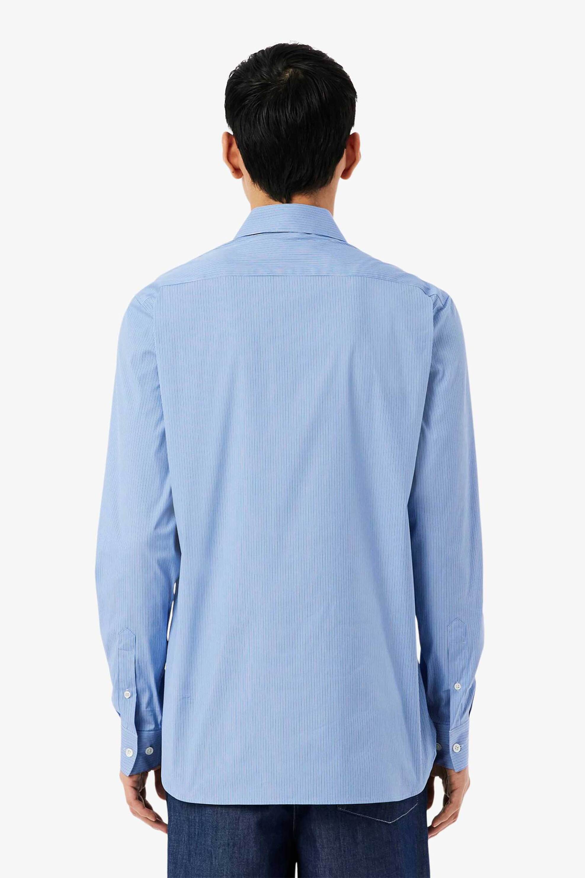 Lacoste Ανδρικό Πουκάμισο Poplin με Ριγέ Σχέδιο Και Λογότυπο Slim Fit - Ch2338 Μπλε Ανοιχτό