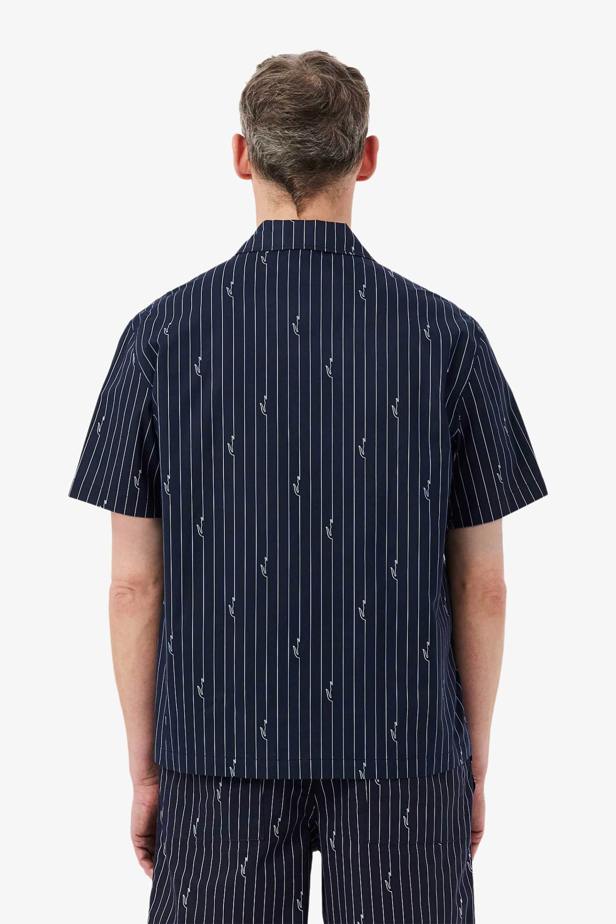 Lacoste Ανδρικό Πουκάμισο Twill με Ριγέ Σχέδιο Και Λογότυπο Relaxed Fit - Ch2343 Μπλε Σκούρο