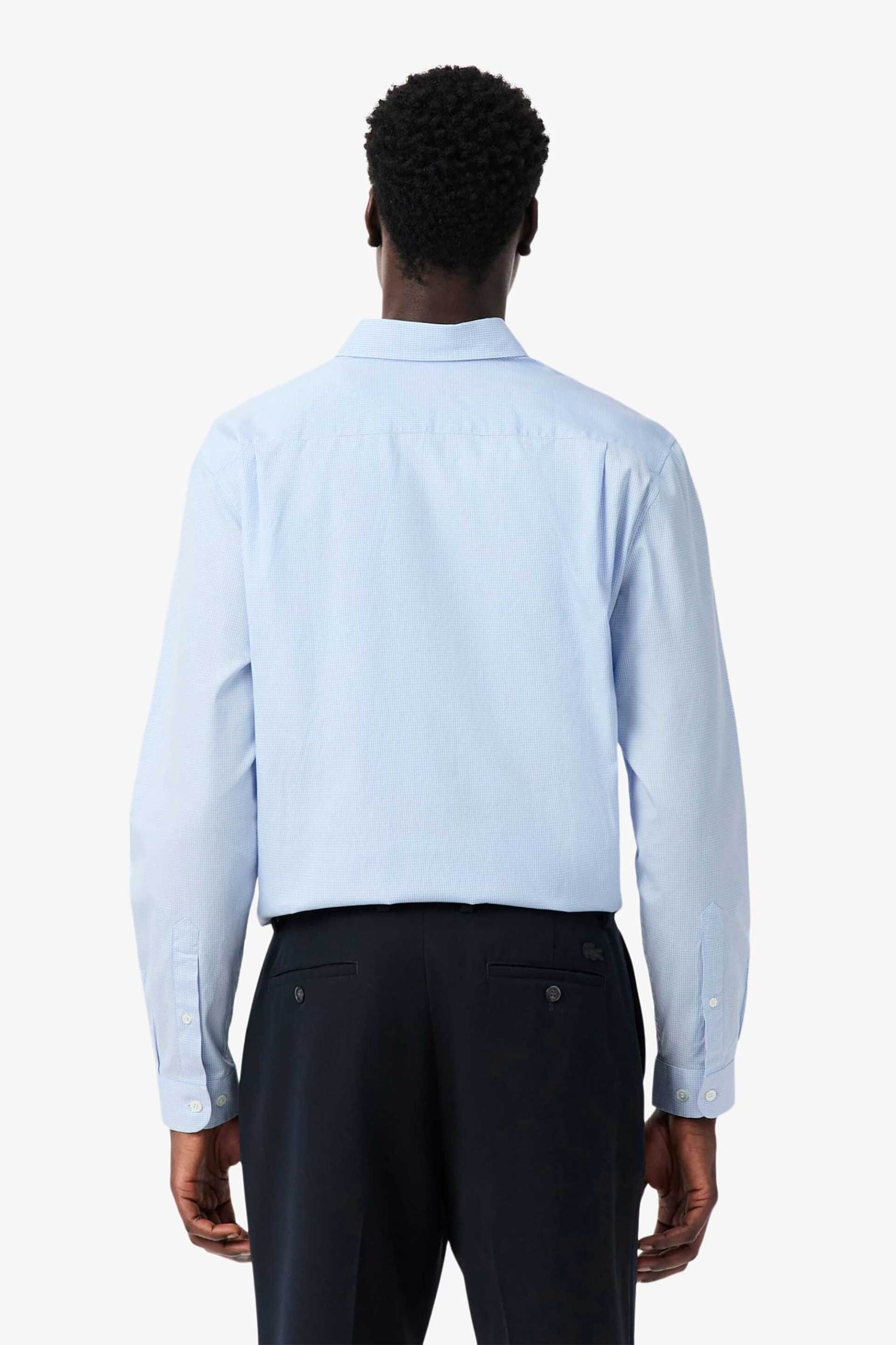 Lacoste Ανδρικό Πουκάμισο Button Down με Ψιλό Καρό Σχέδιο Και Λογότυπο Regular Fit - Ch2433 Σιελ