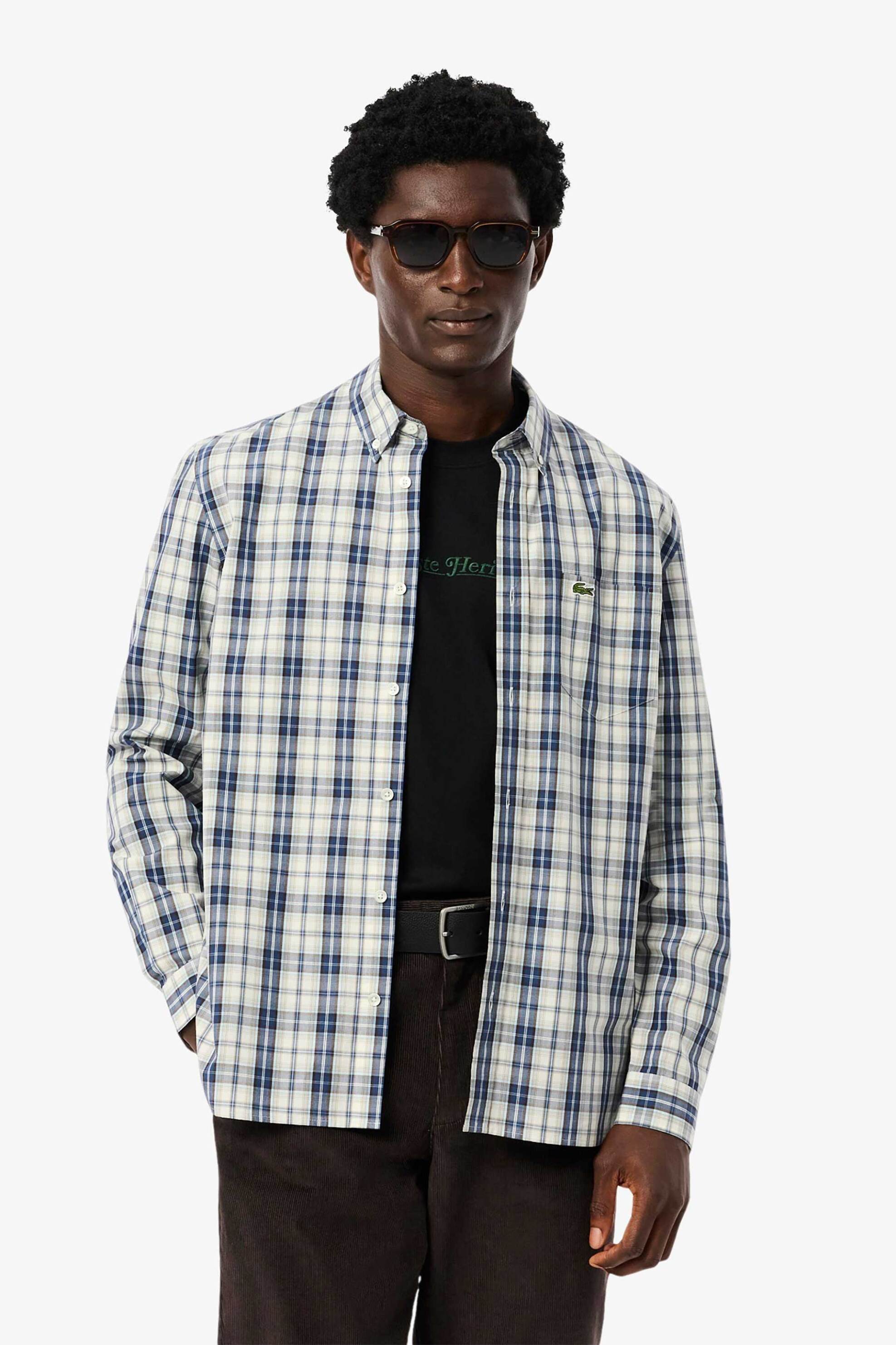 LACOSTE Lacoste ανδρικό πουκάμισο button down με καρό σχέδιο Regular Fit - CH5085-00 Μπλε