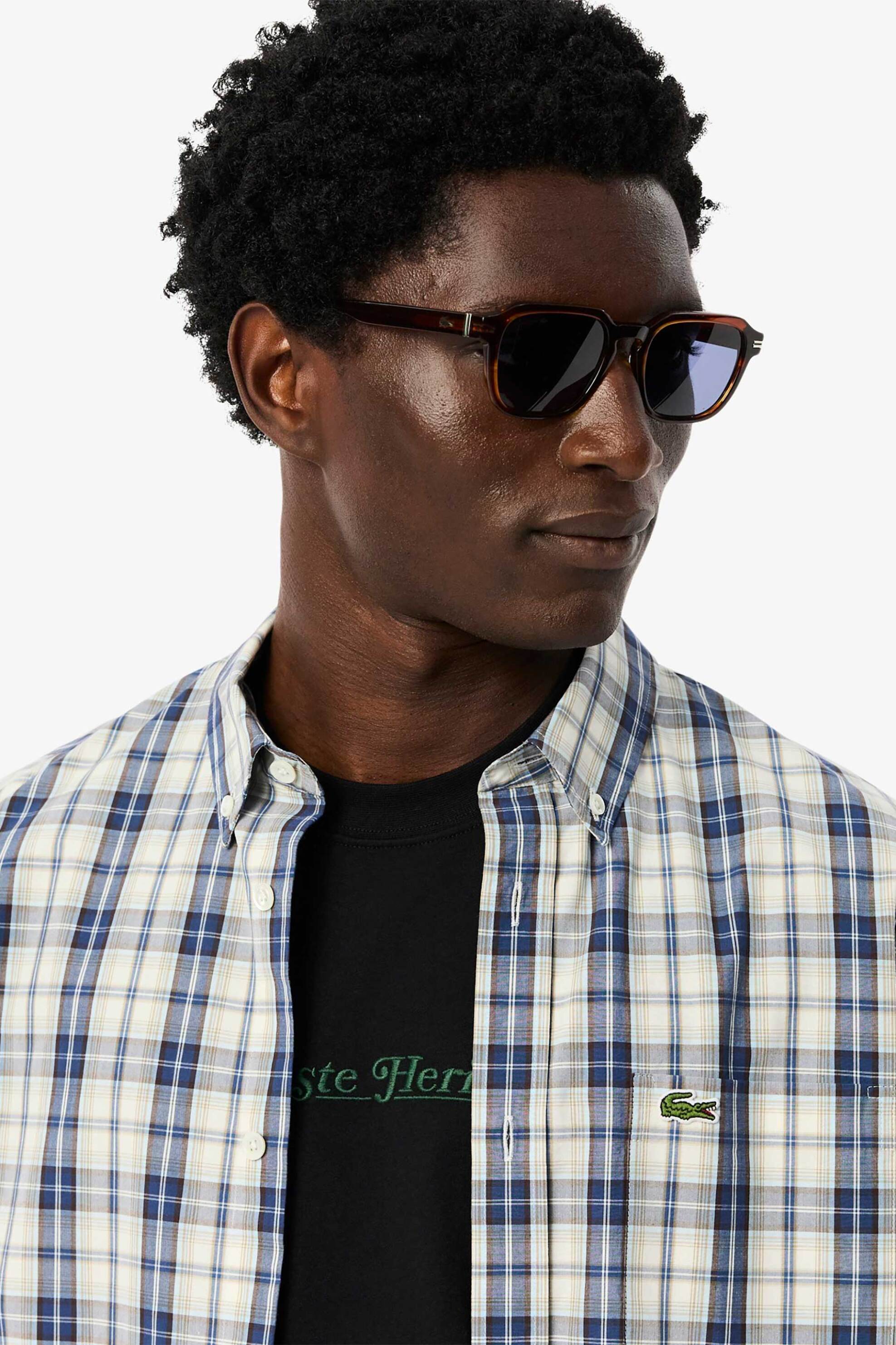 Lacoste ανδρικό πουκάμισο button down με καρό σχέδιο Regular Fit - CH5085-00 Μπλε φωτογραφία