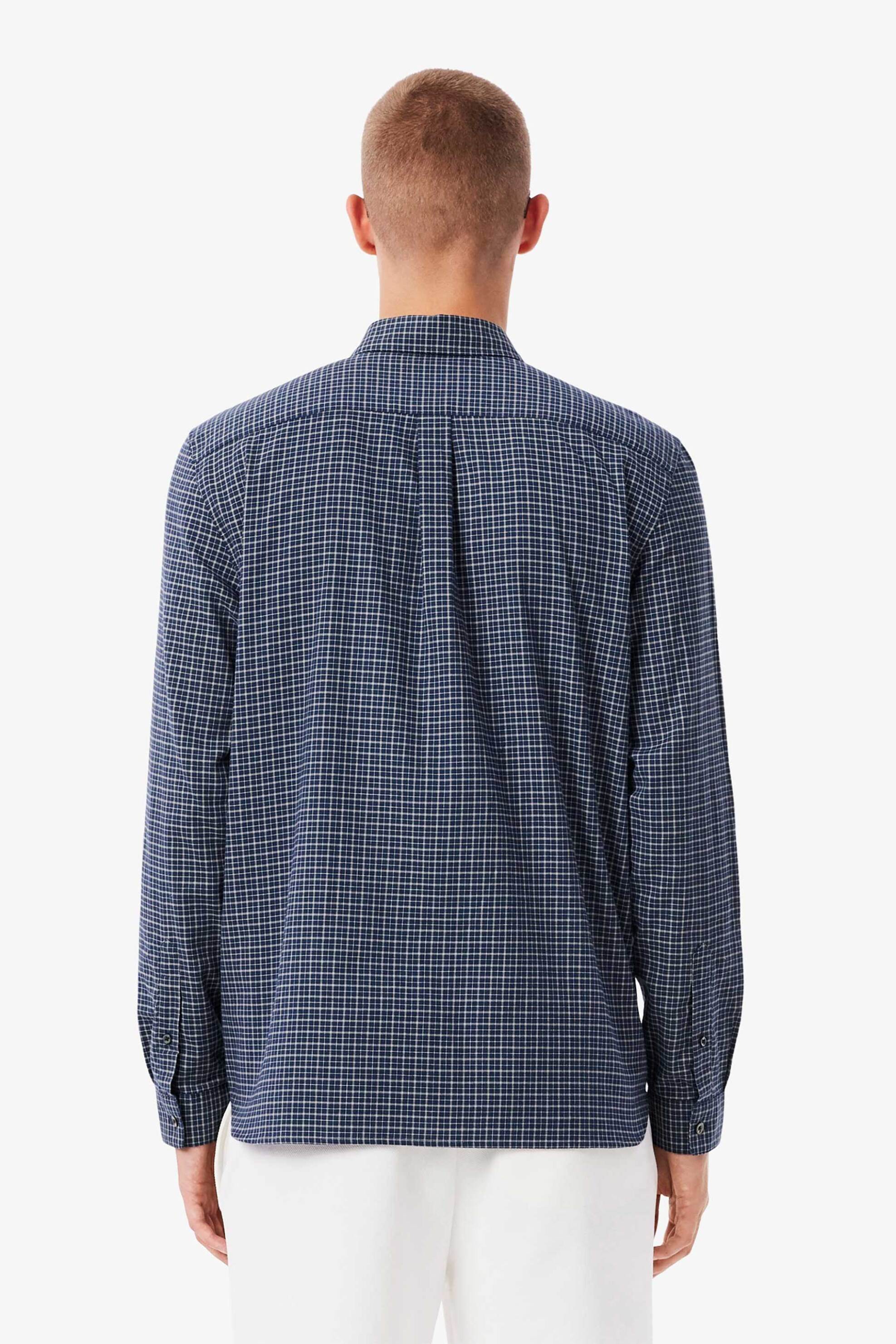 Lacoste ανδρικό πουκάμισο flannel με καρό σχέδιο και τσέπη με κεντημένο λογότυπο Regular Fit - CH5093-00 Μπλε Σκούρο φωτογραφία