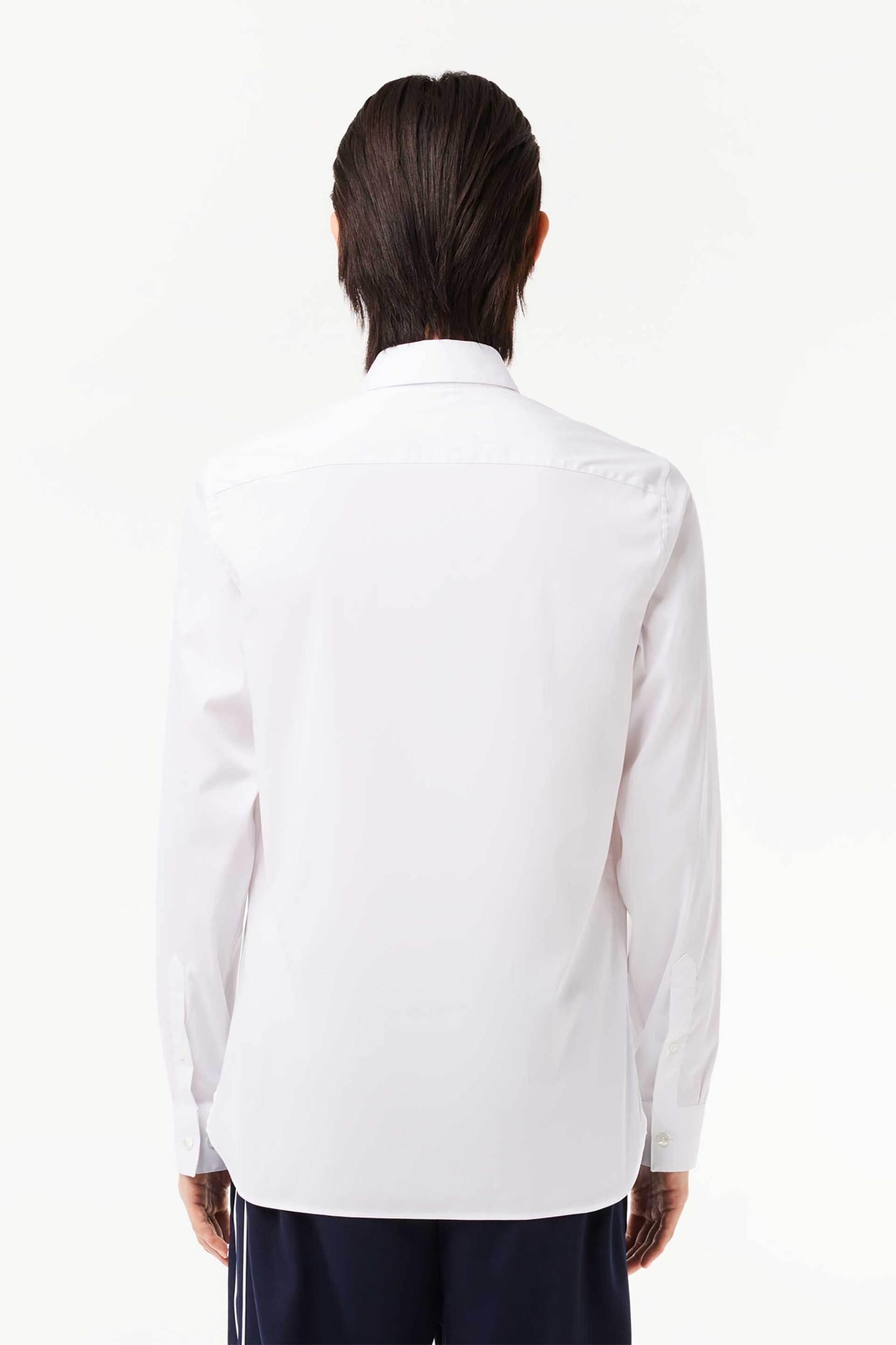 Lacoste ανδρικό πουκάμισο poplin με ton-sur-ton κεντημένο λογότυπο Slim Fit - CH5253 Λευκό φωτογραφία