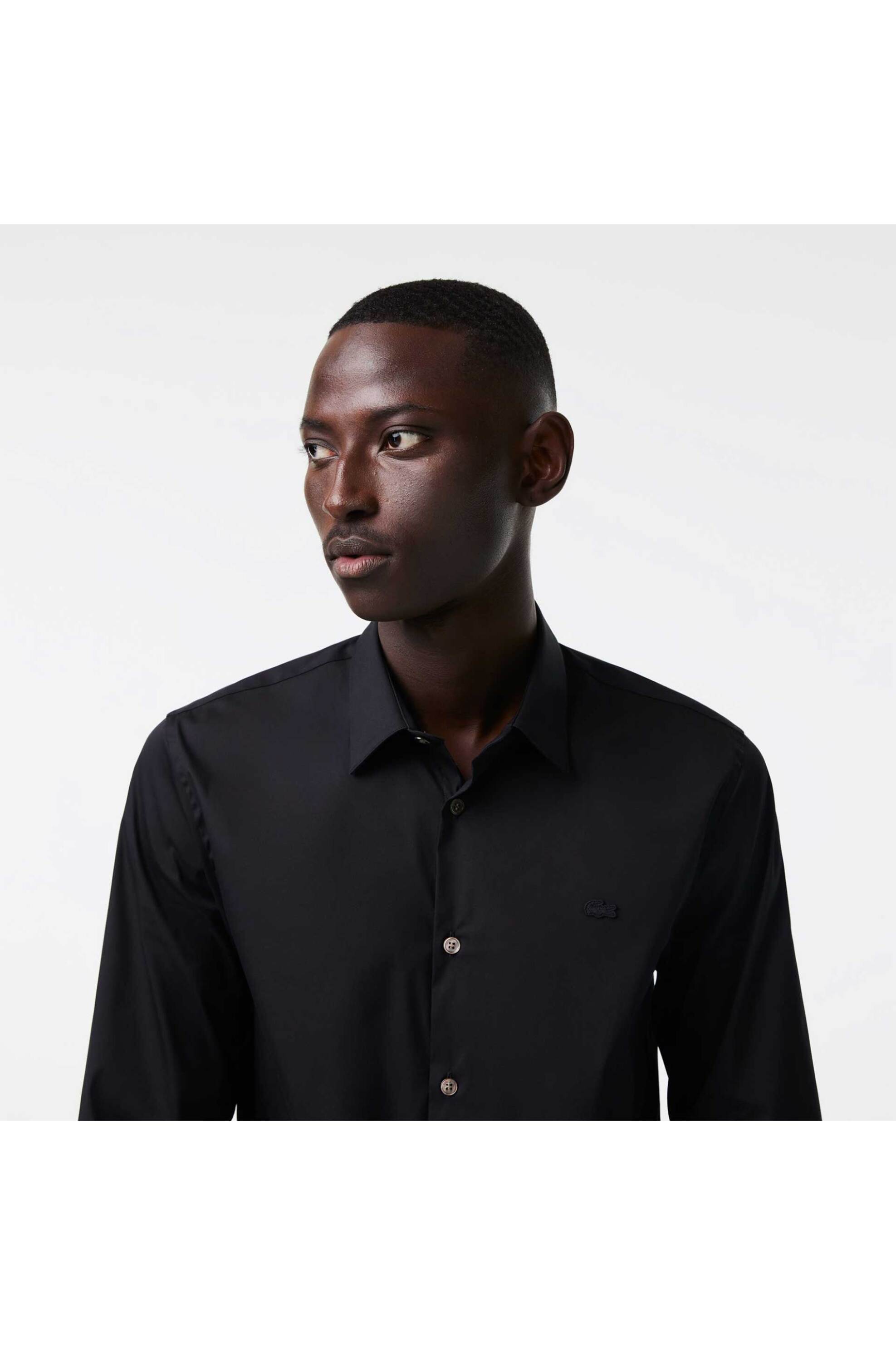 Lacoste ανδρικό πουκάμισο poplin με ton-sur-ton κεντημένο λογότυπο Slim Fit - CH5253 Μαύρο φωτογραφία