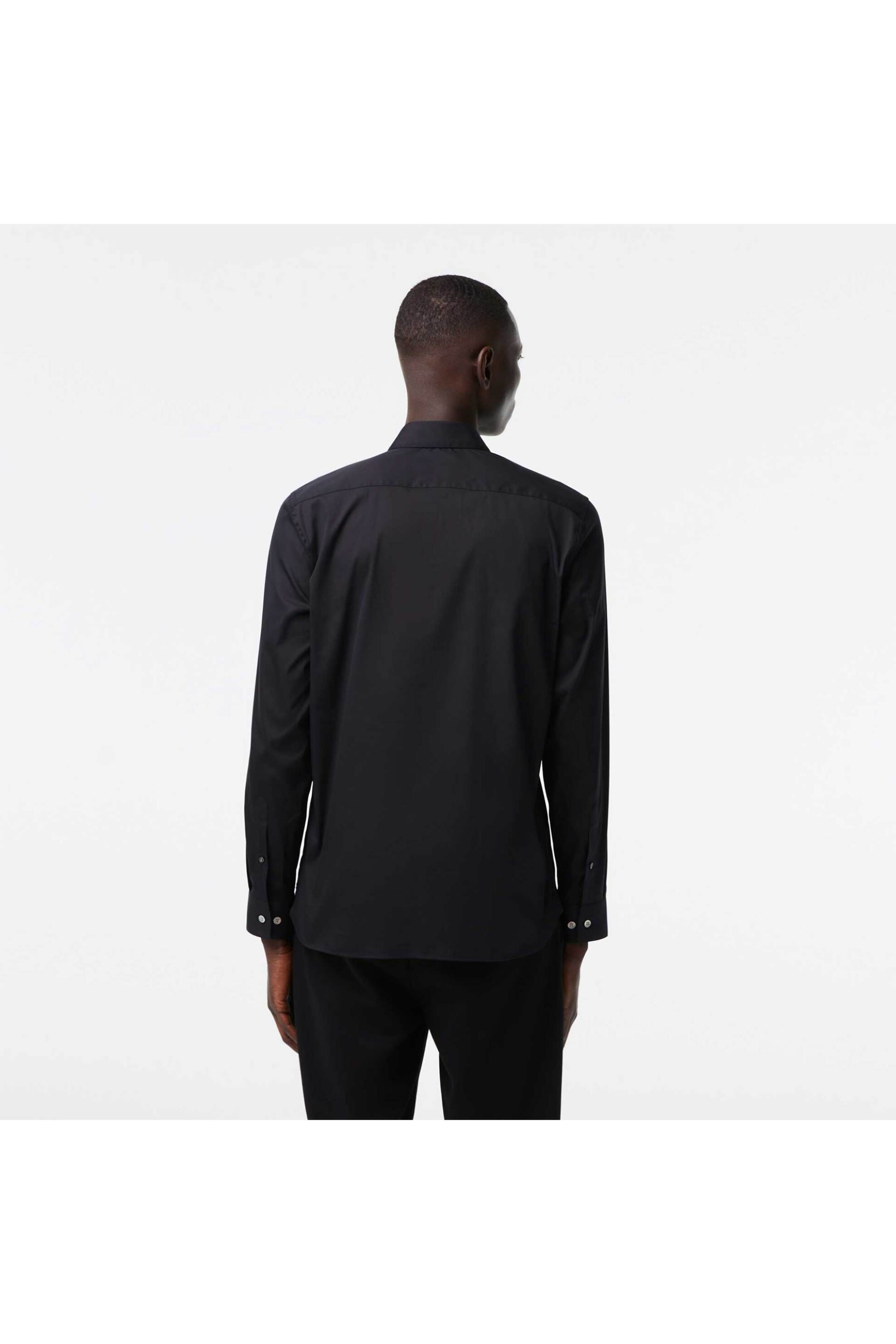 Lacoste ανδρικό πουκάμισο poplin με ton-sur-ton κεντημένο λογότυπο Slim Fit - CH5253 Μαύρο φωτογραφία