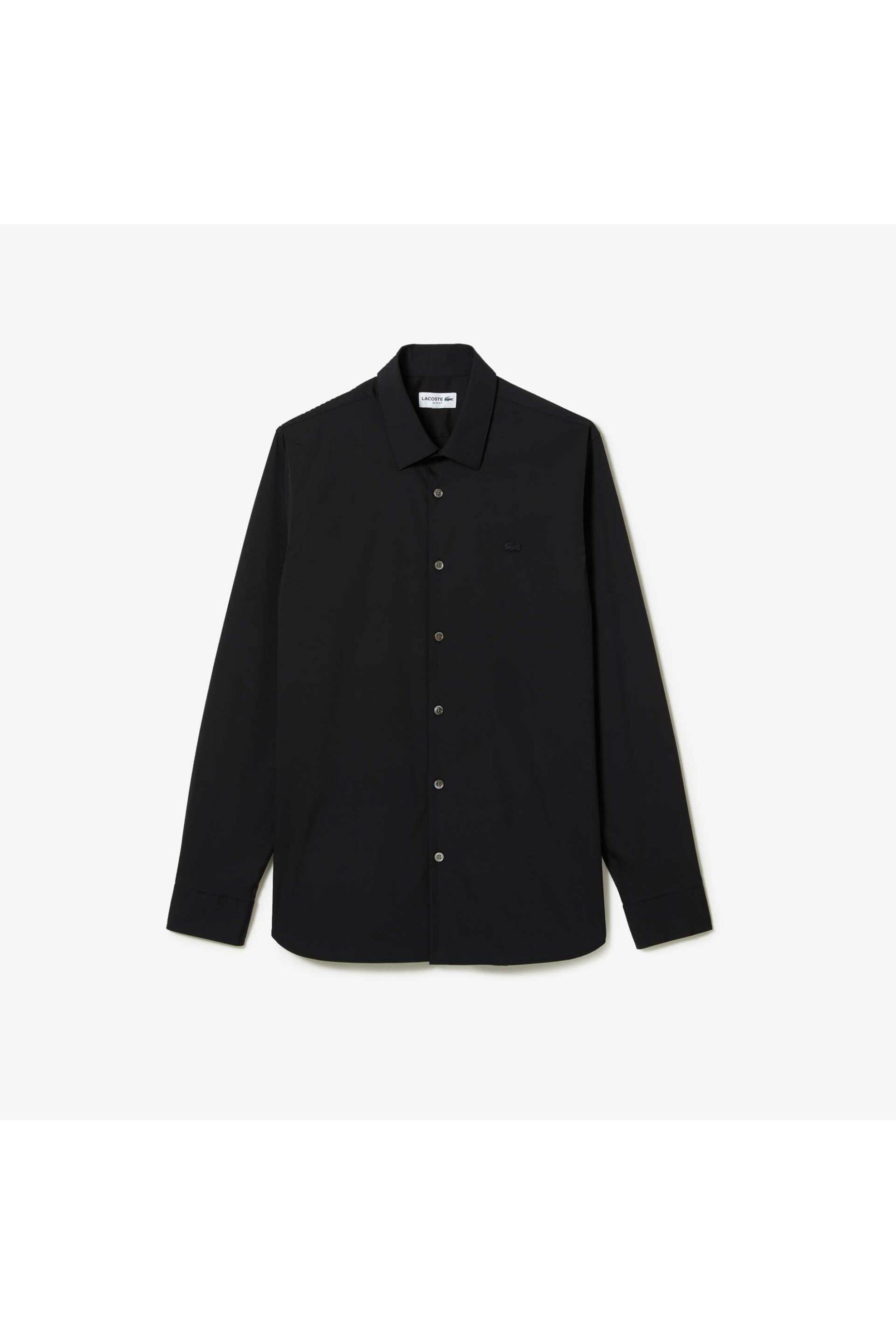Lacoste ανδρικό πουκάμισο poplin με ton-sur-ton κεντημένο λογότυπο Slim Fit - CH5253 Μαύρο φωτογραφία
