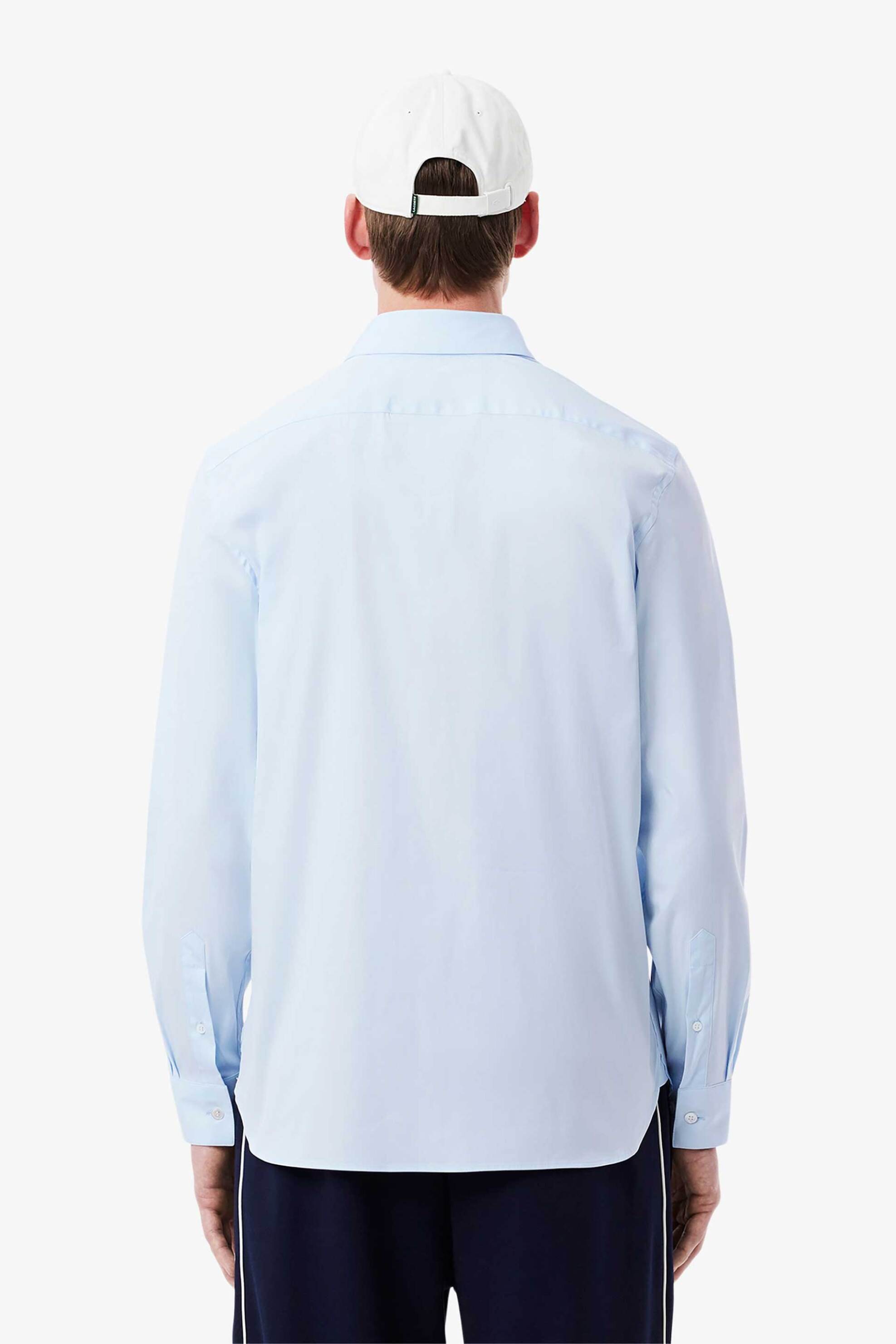 Lacoste Ανδρικό Πουκάμισο Poplin με Ton-Sur-Ton Κεντημένο Λογότυπο Slim Fit - Ch5253 Σιελ