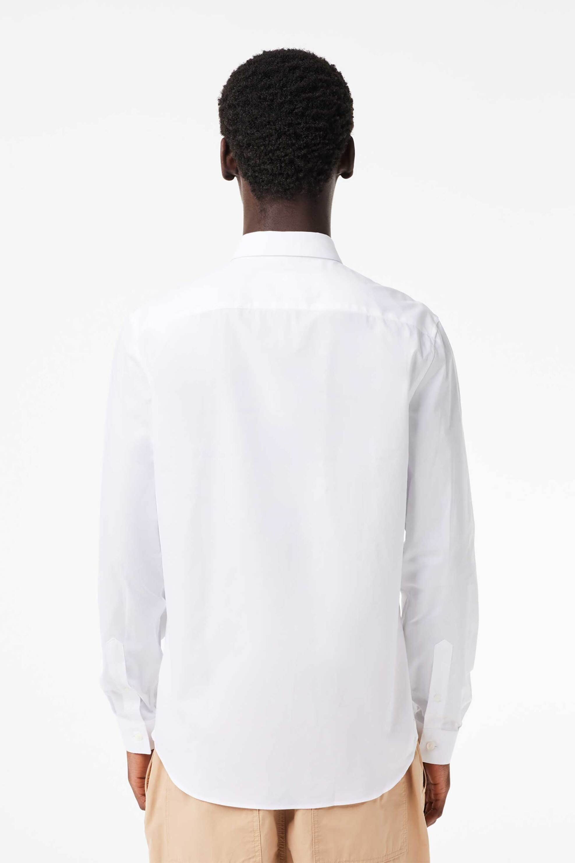 Lacoste Ανδρικό Πουκάμισο Stretch Poplin με Κεντημένο Λογότυπο Slim Fit - Ch5620 Λευκό