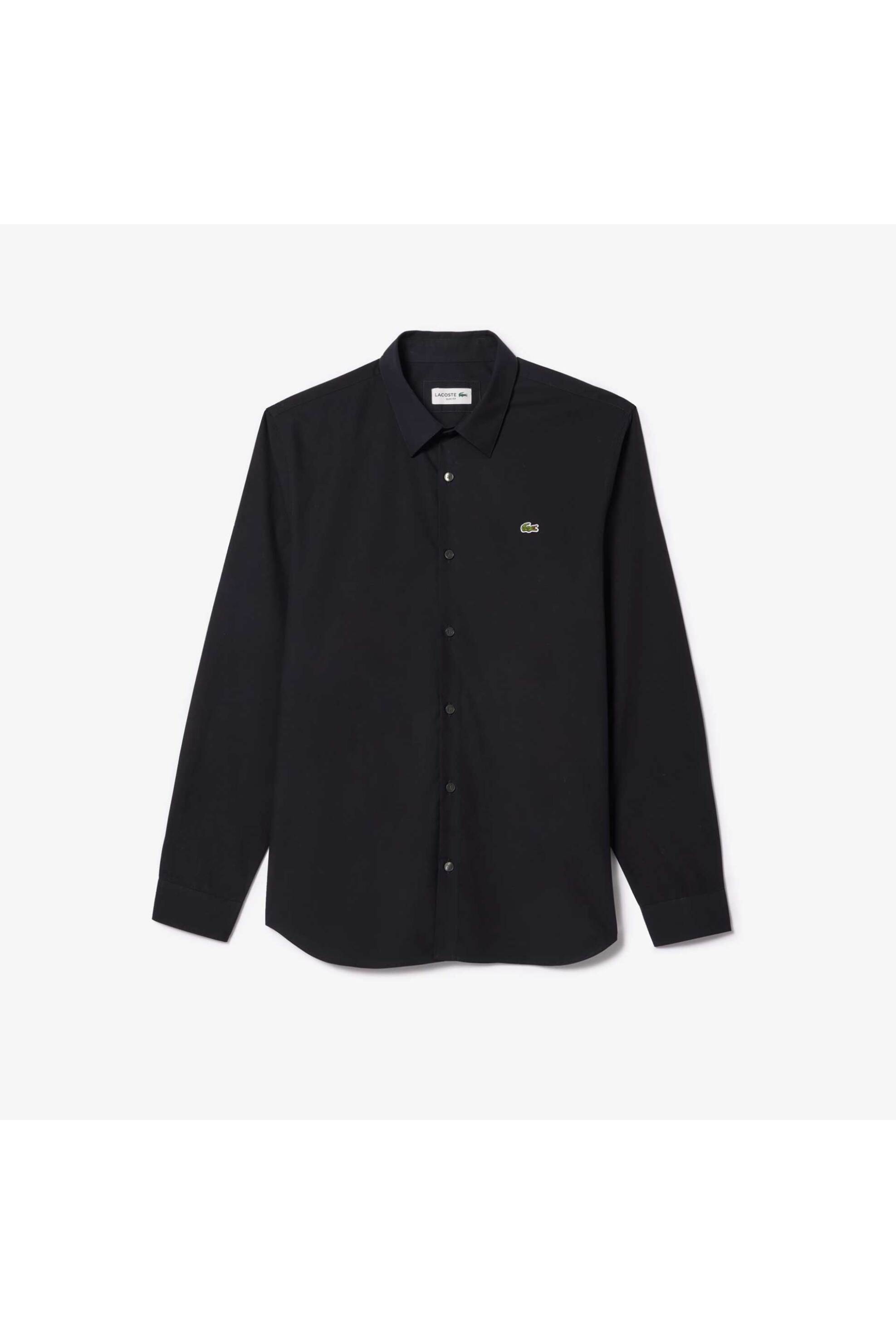 Lacoste Ανδρικό Πουκάμισο Stretch Poplin με Κεντημένο Λογότυπο Slim Fit - Ch5620 Μπλε Σκούρο
