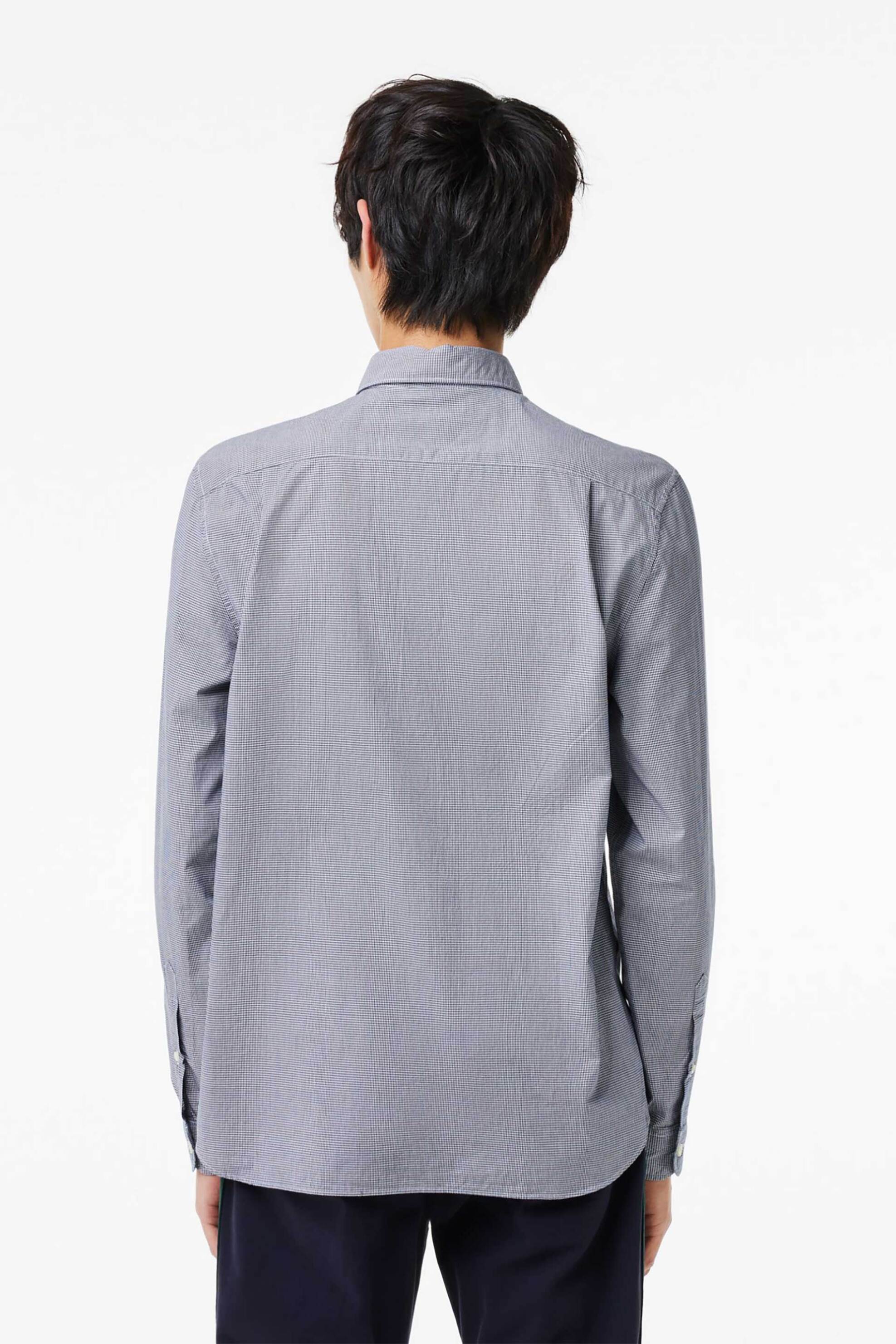 Lacoste ανδρικό πουκάμισο gingham poplin με ψιλό καρό σχέδιο και τσέπη με κεντημένο λογότυπο Regular Fit - CH5621 Μπλε Σκούρο φωτογραφία