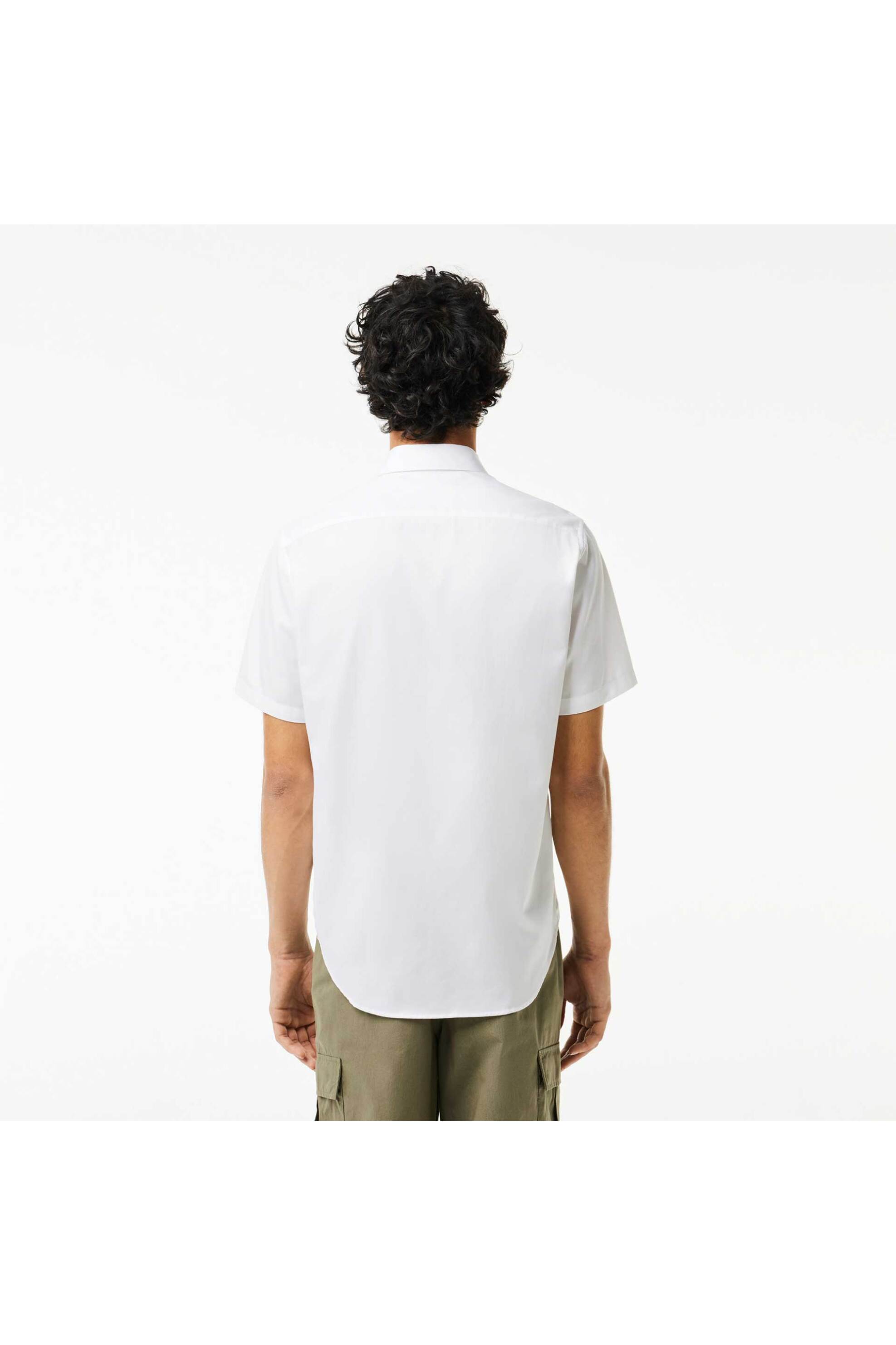 Lacoste Ανδρικό Πουκάμισο Κοντομάνικο με Τσέπη Και Ton-Sur Ton Λογότυπο Regular Fit - Ch8528 Λευκό