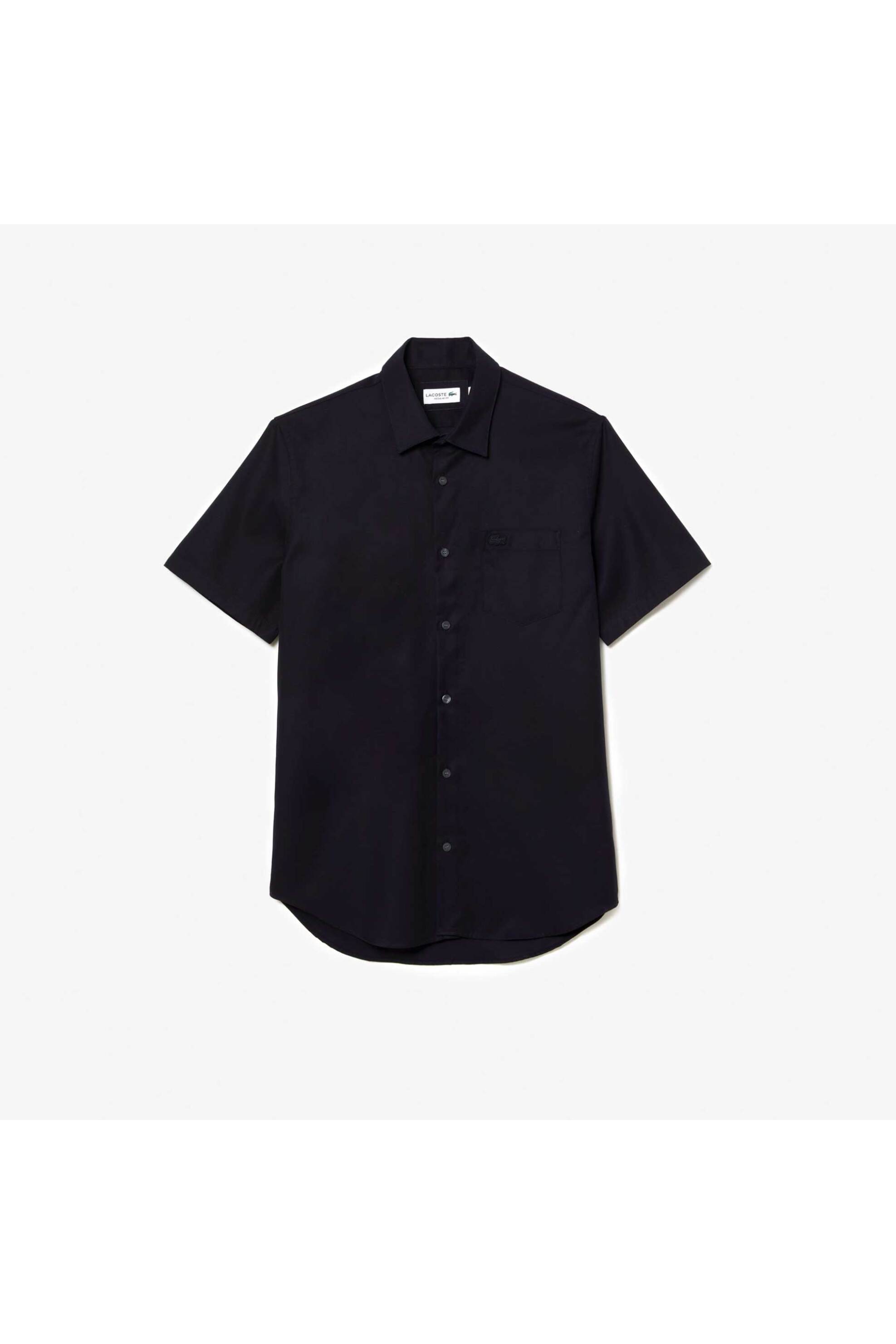 Lacoste Ανδρικό Πουκάμισο Κοντομάνικο με Τσέπη Και Ton-Sur Ton Λογότυπο Regular Fit - Ch8528 Μπλε Σκούρο