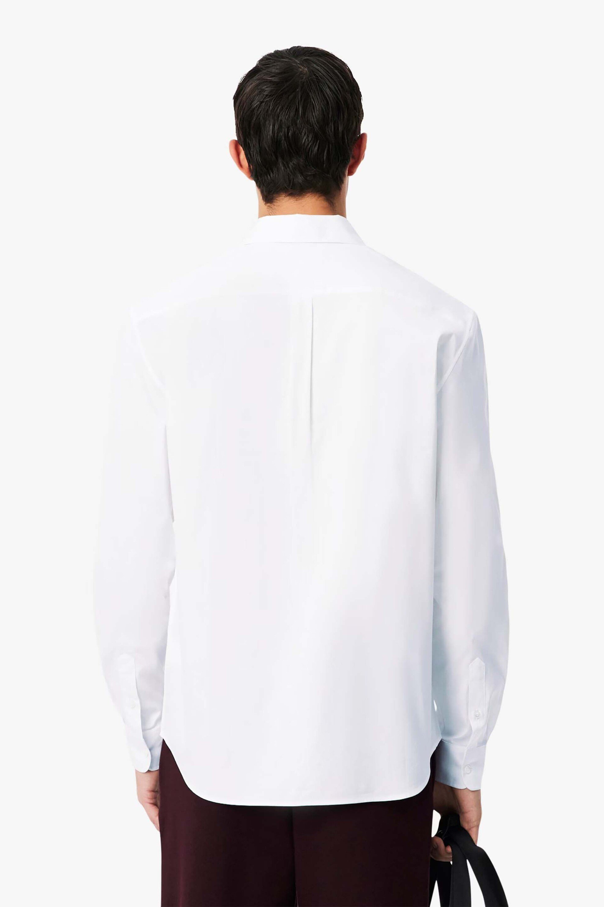 Lacoste Ανδρικό Πουκάμισο με Κεντημένο Λογότυπο Regular Fit - Ch8723 Λευκό