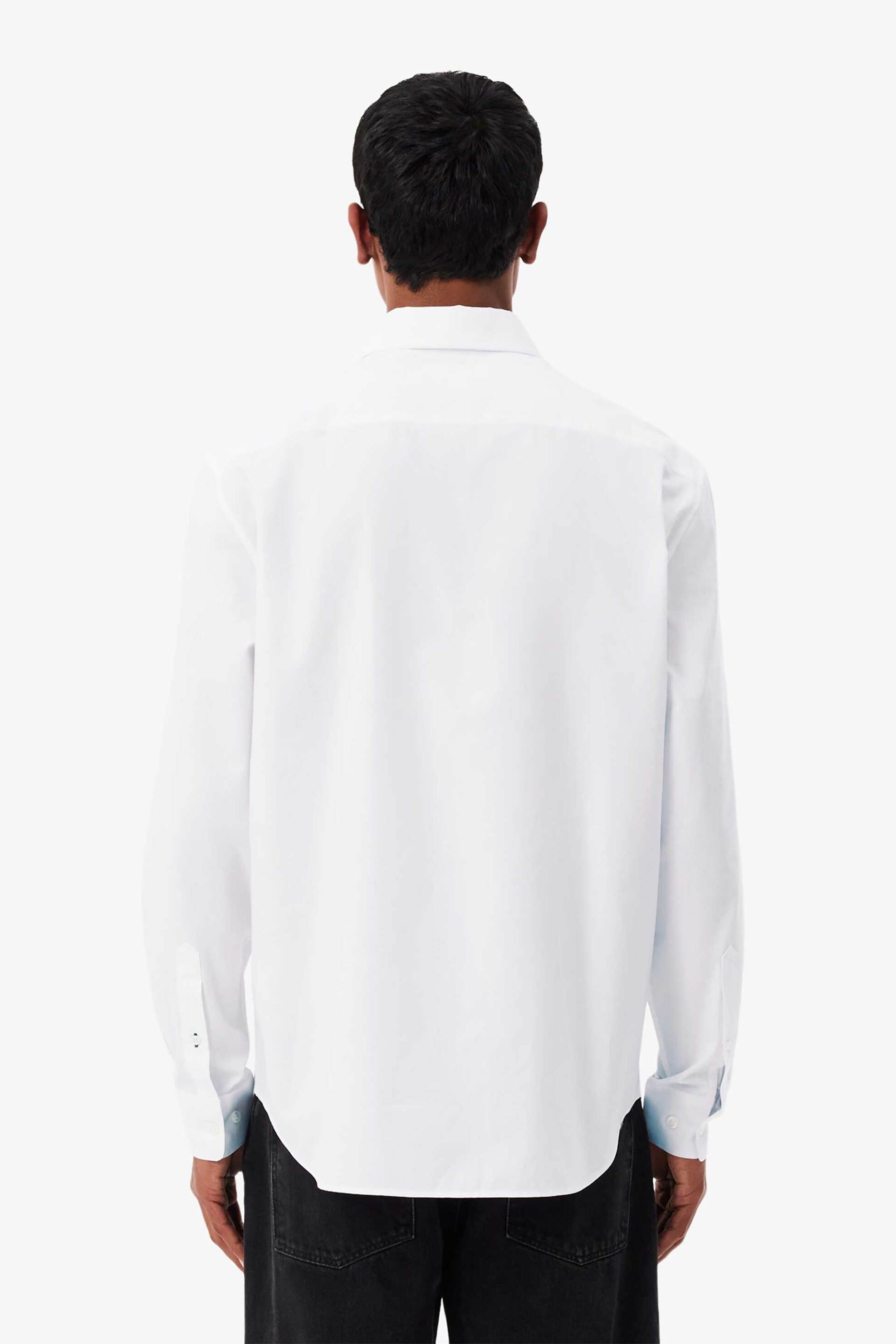 Lacoste Ανδρικό Πουκάμισο Textured με Κεντημένο Λογότυπο Regular Fit - Ch8729 Λευκό