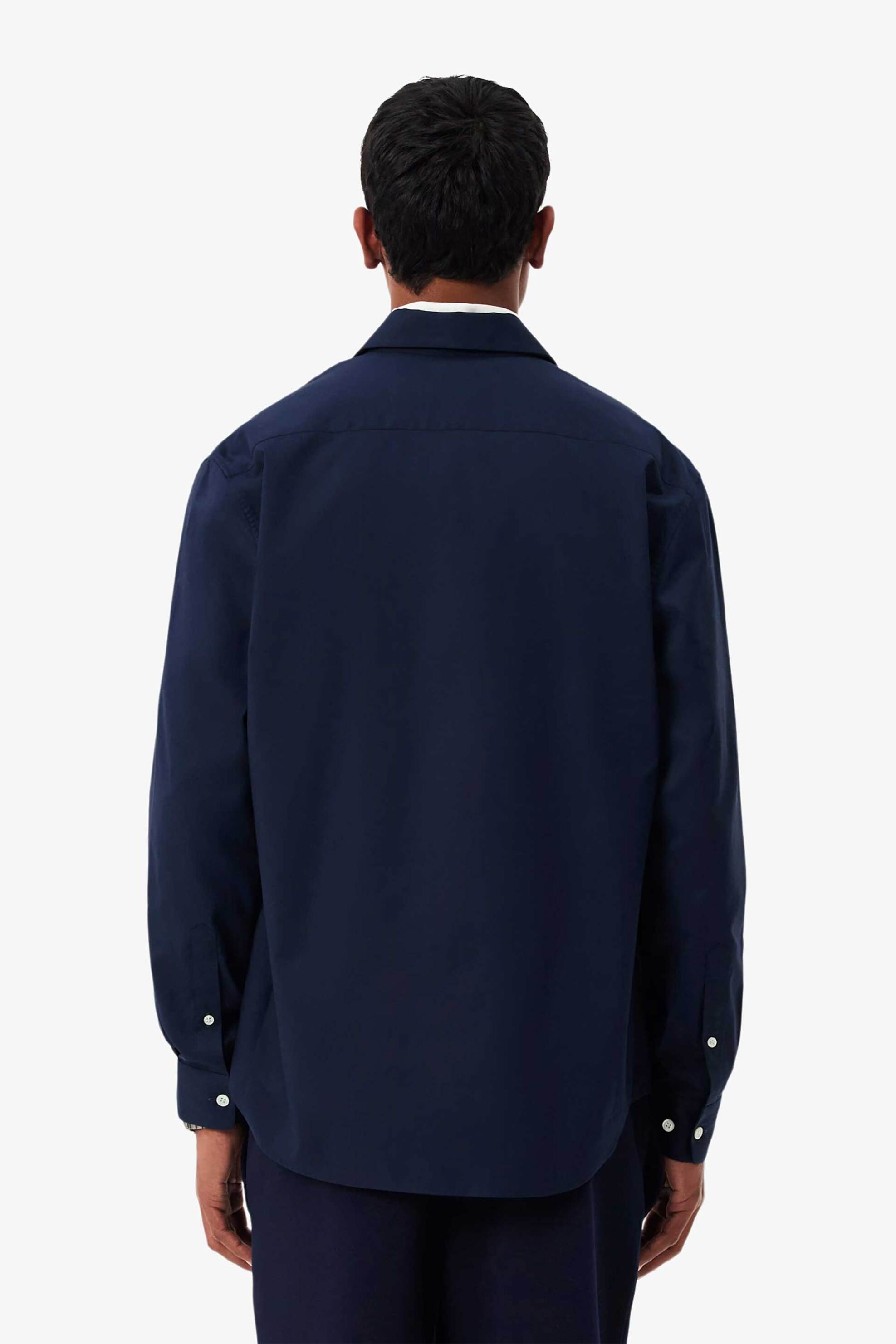 Lacoste Ανδρικό Πουκάμισο Textured με Κεντημένο Λογότυπο Regular Fit - Ch8729 Μπλε Σκούρο