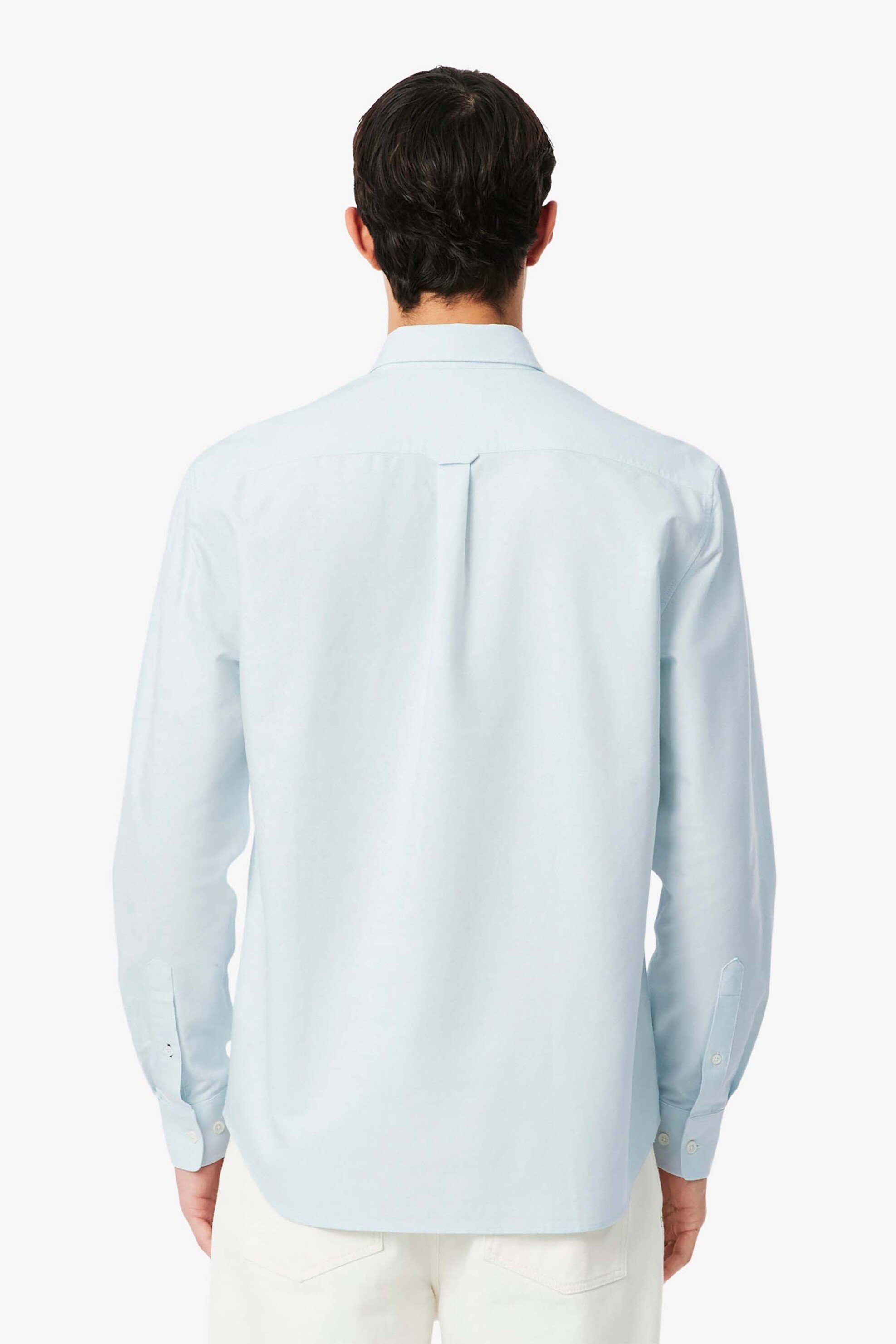 Lacoste Ανδρικό Πουκάμισο Oxford Button Down με Κεντημένο Λογότυπο Regular Fit - Ch8800 Μπλε Ανοιχτό