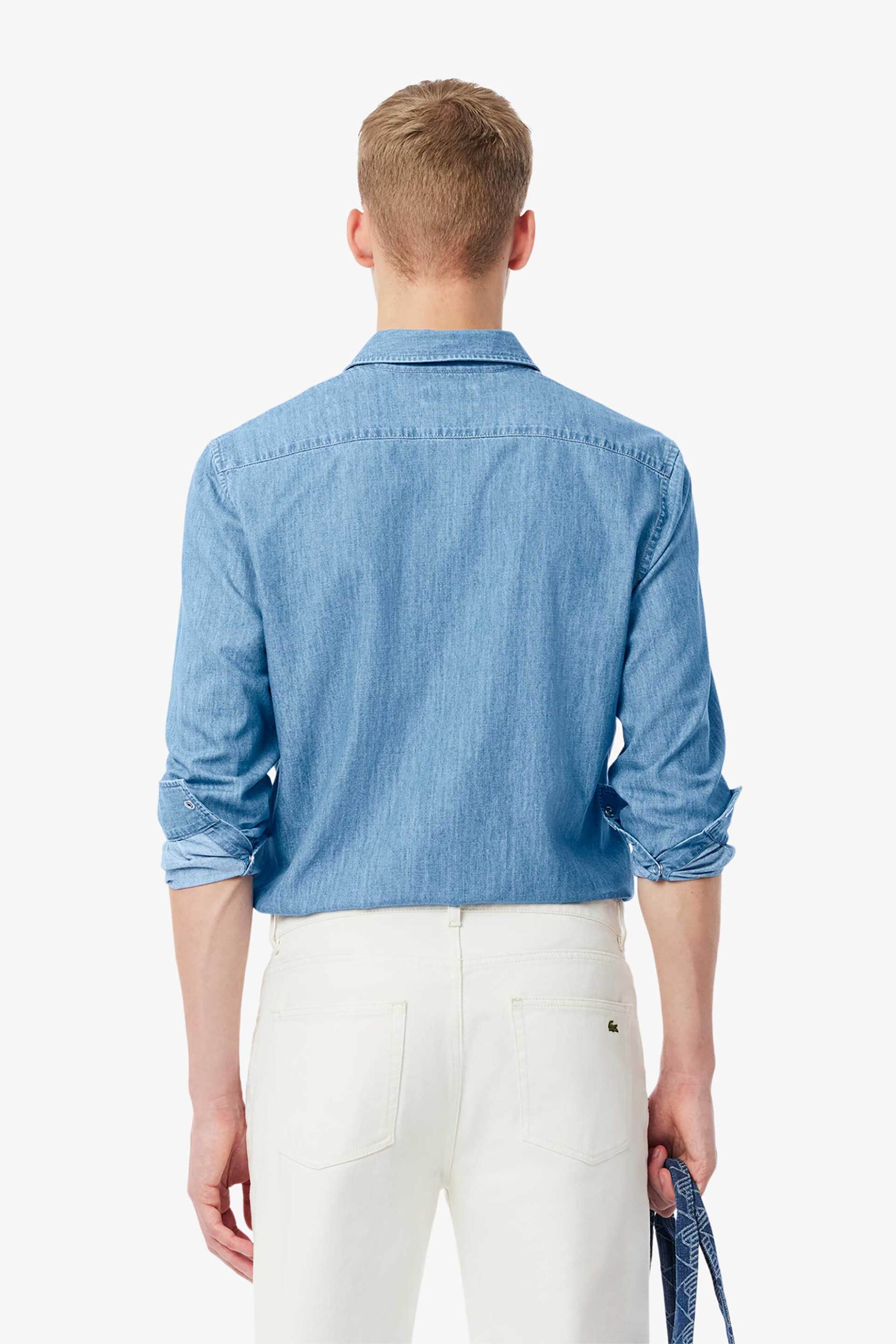 Lacoste Ανδρικό Denim Πουκάμισο με Κεντημένο Λογότυπο Regular Fit - Ch9084-00 Blue