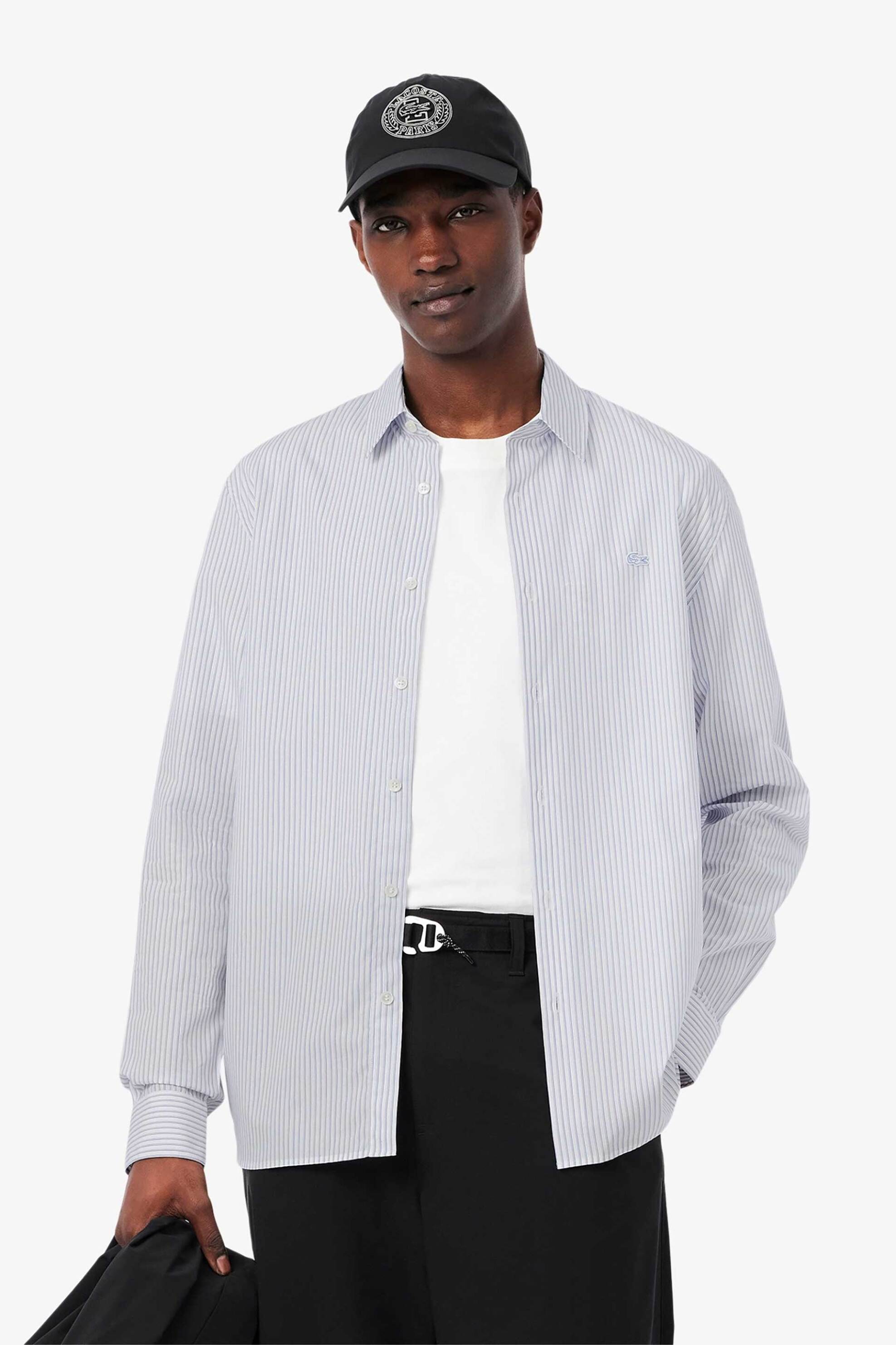 LACOSTE Lacoste ανδρικό πουκάμισο με ριγέ σχέδιο και κεντημένο λογότυπο Regular Fit - CH9087-00 Μπλε Ανοιχτό