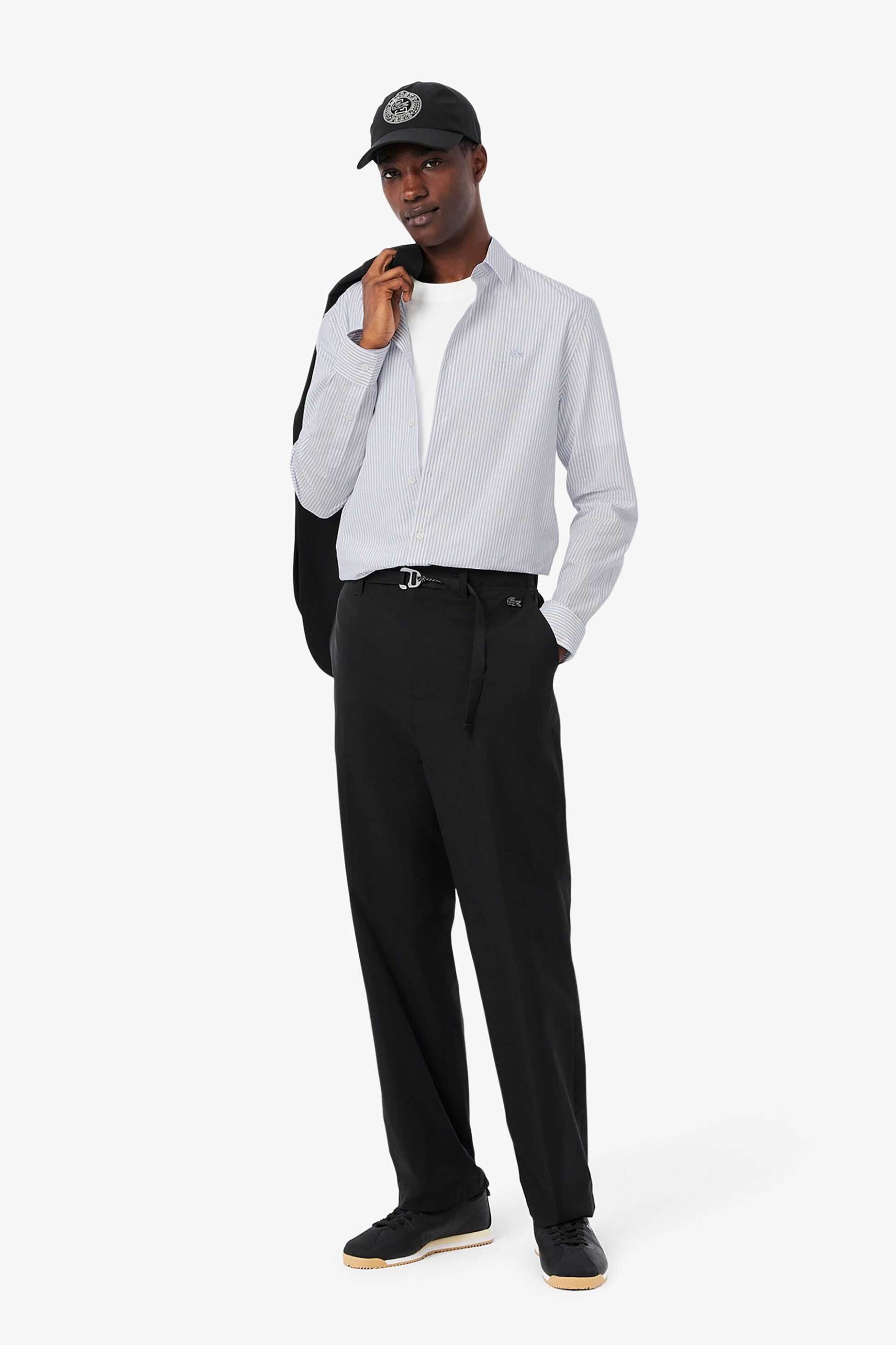 Lacoste ανδρικό πουκάμισο με ριγέ σχέδιο και κεντημένο λογότυπο Regular Fit - CH9087-00 Μπλε Ανοιχτό φωτογραφία