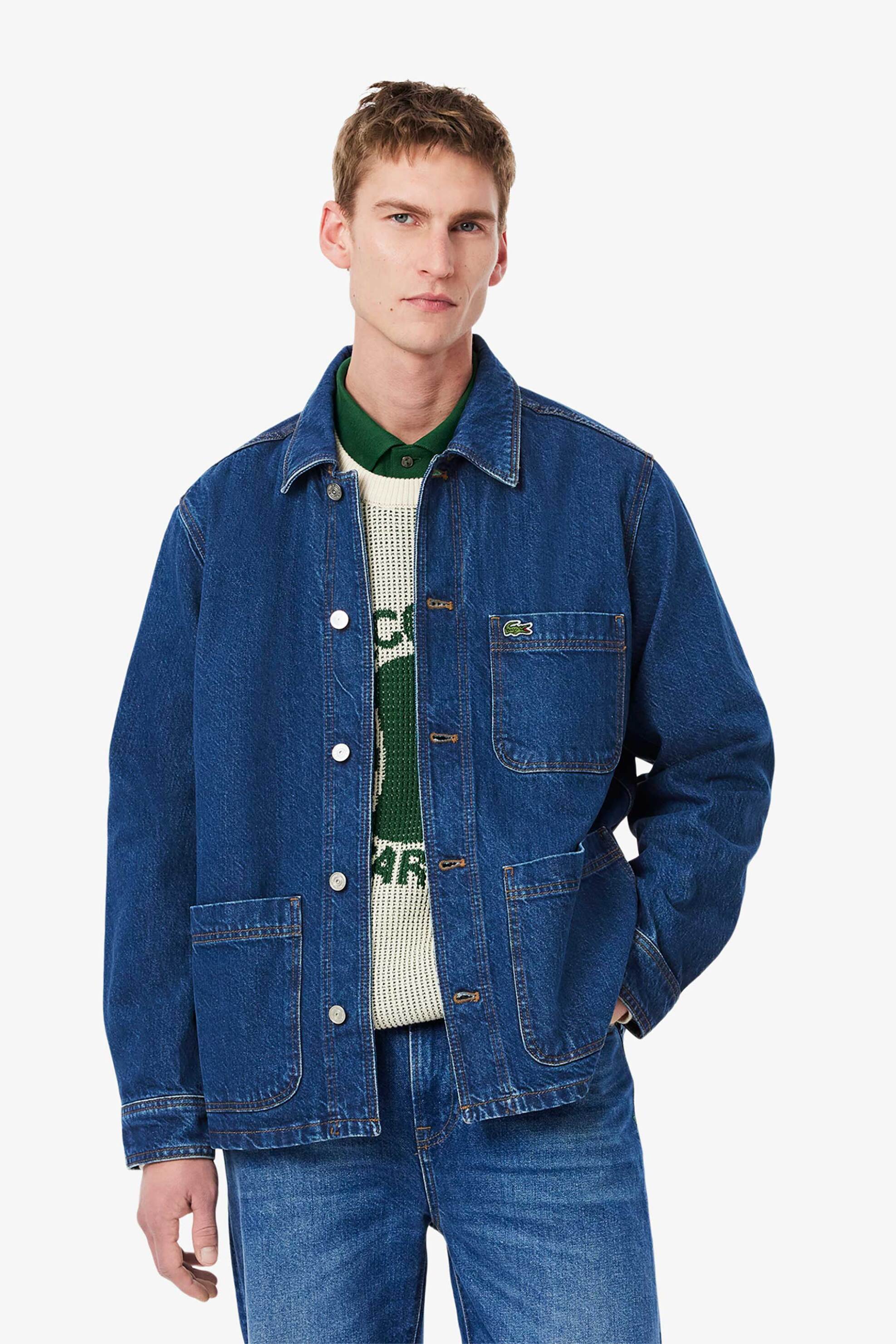 Lacoste ανδρικό denim overshirt με τσέπες και κεντημένο λογότυπο - CH9222-00 Μπλε