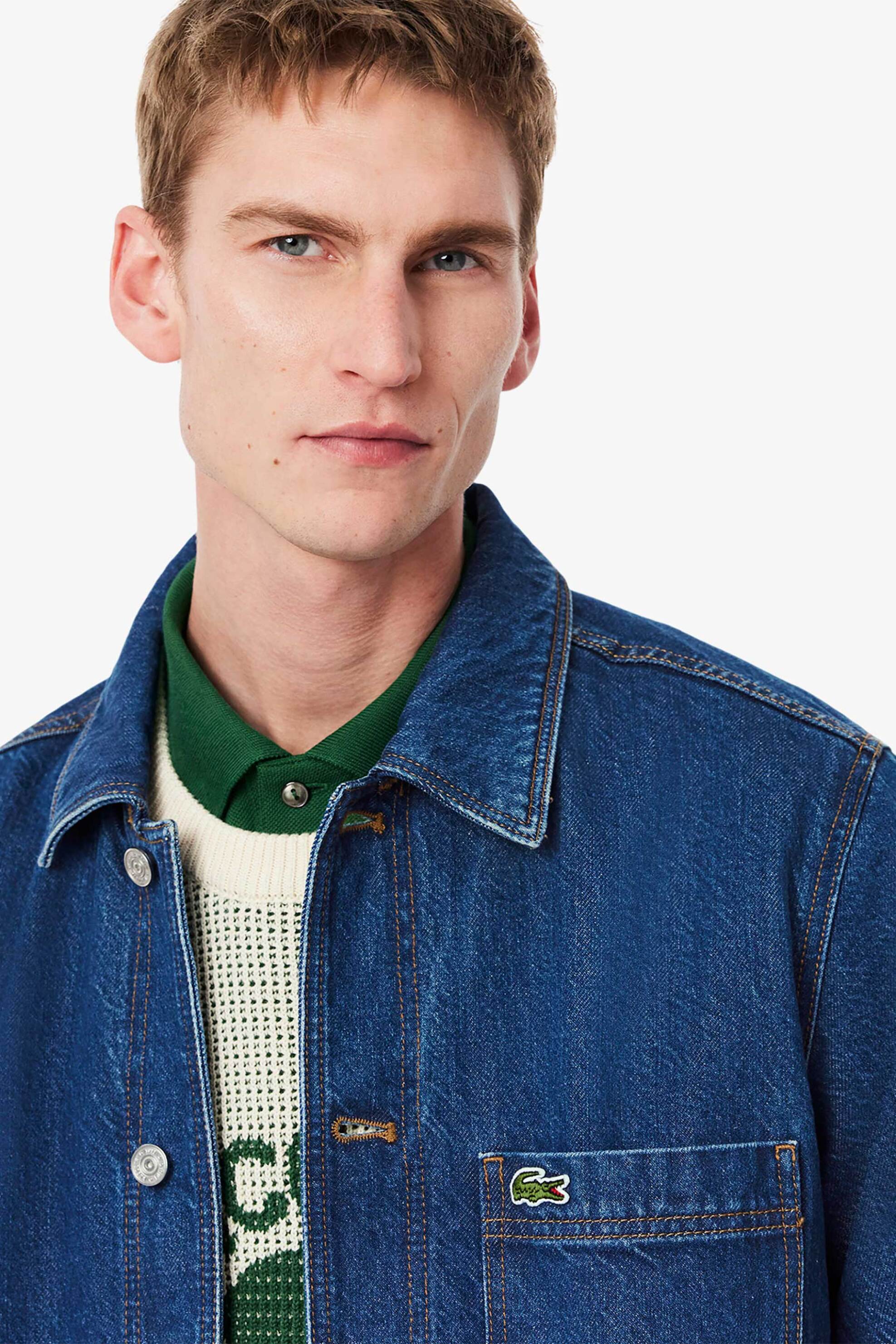 Lacoste ανδρικό denim overshirt με τσέπες και κεντημένο λογότυπο - CH9222-00 Μπλε φωτογραφία